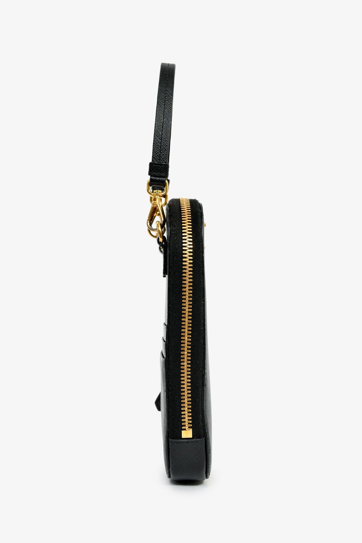 Prada Black Saffiano Leather Crossbody Phone Pouch