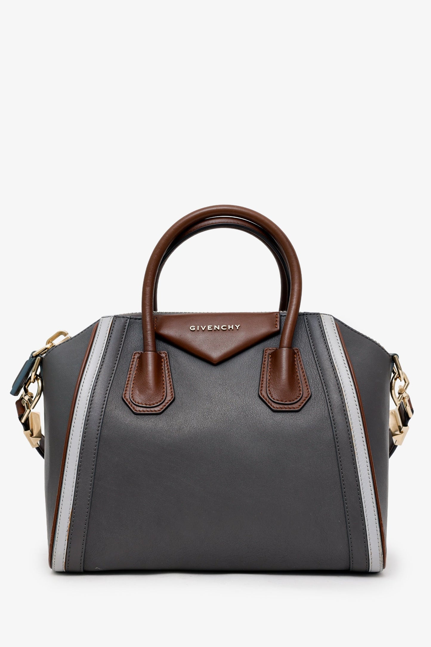Givenchy Grey/Brown Leather Small Antigona Top Handle With Strap