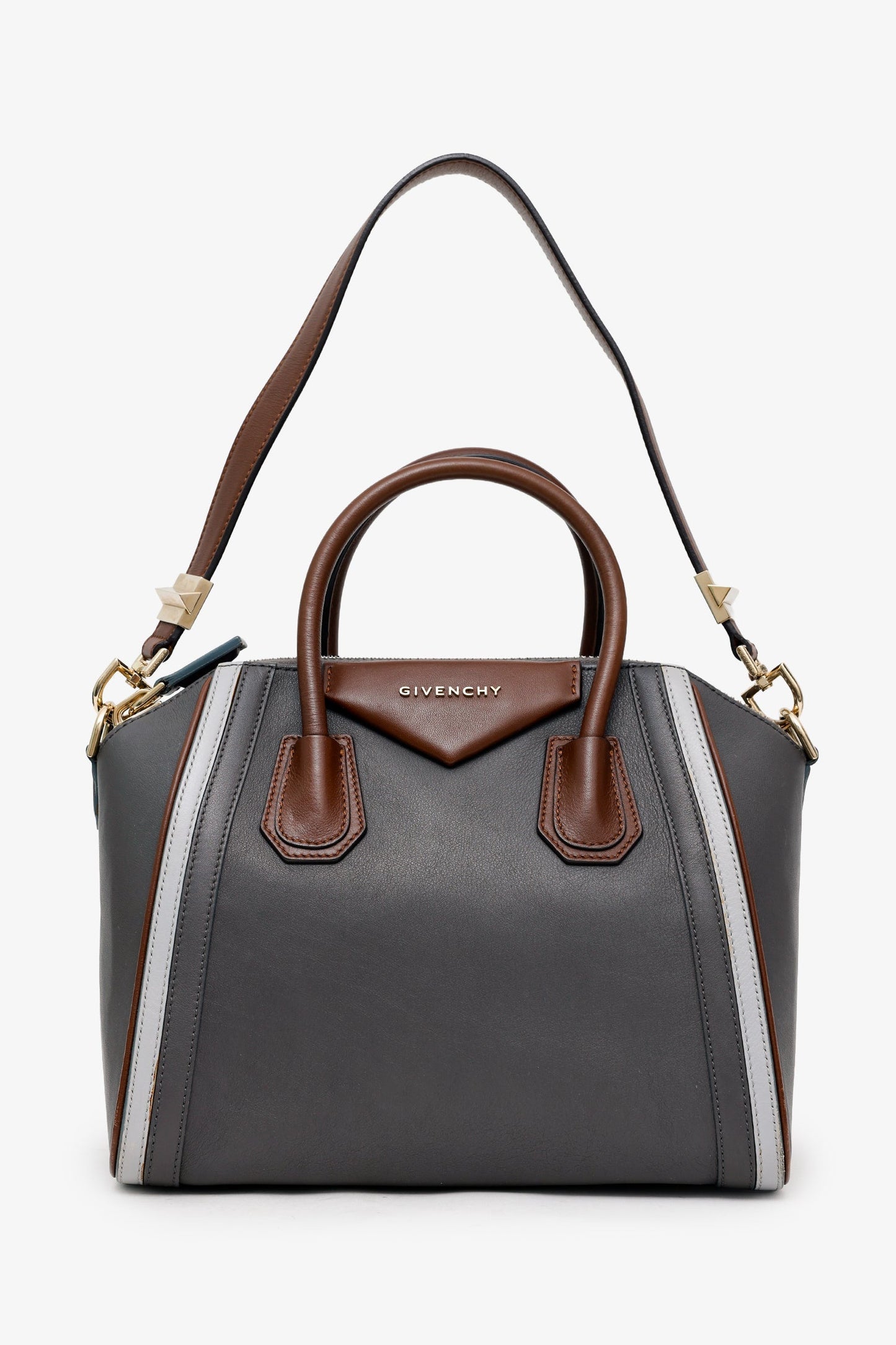 Givenchy Grey/Brown Leather Small Antigona Top Handle With Strap