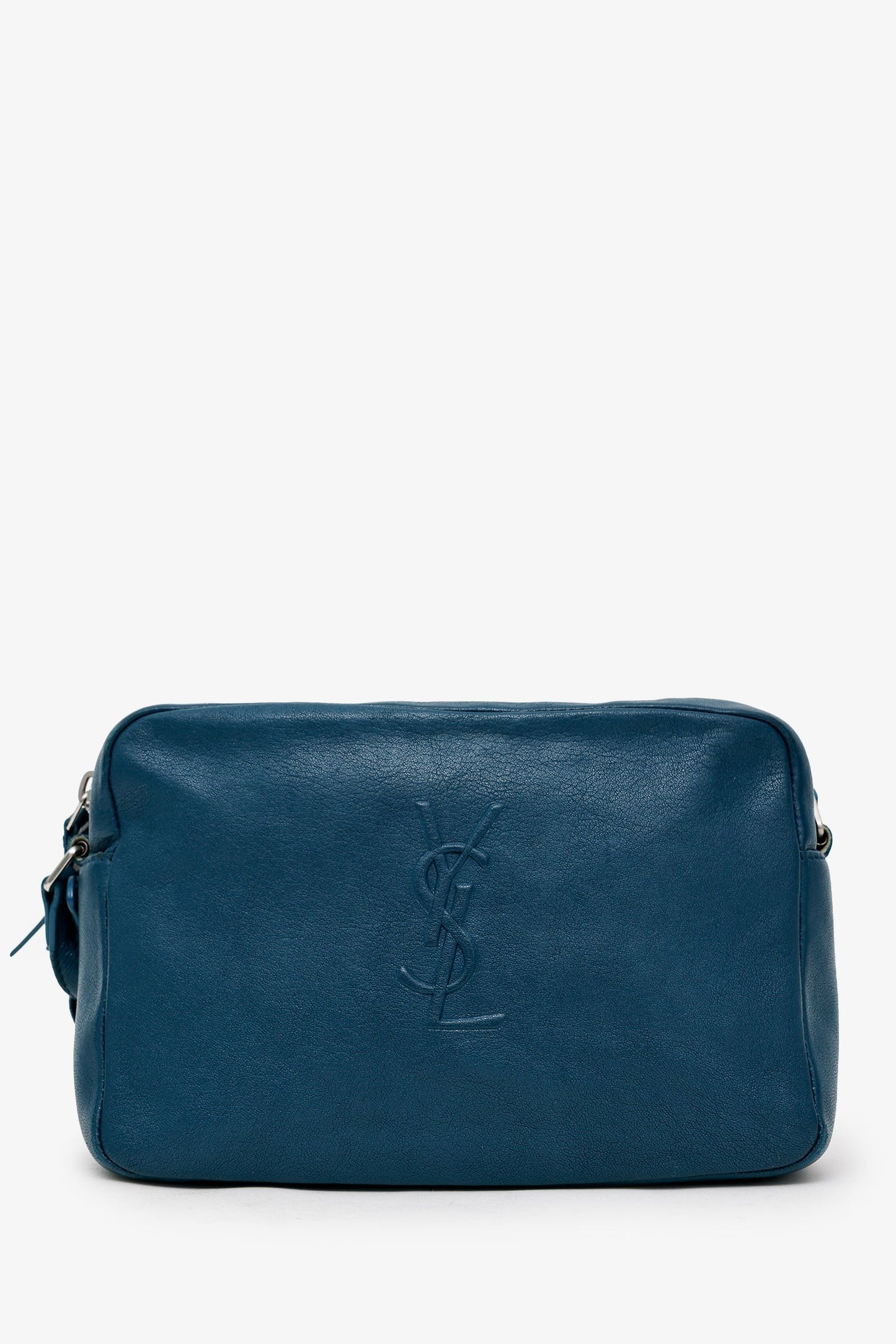Saint Laurent Teal Calfskin Leather Small Lou Tassel Camera Bag