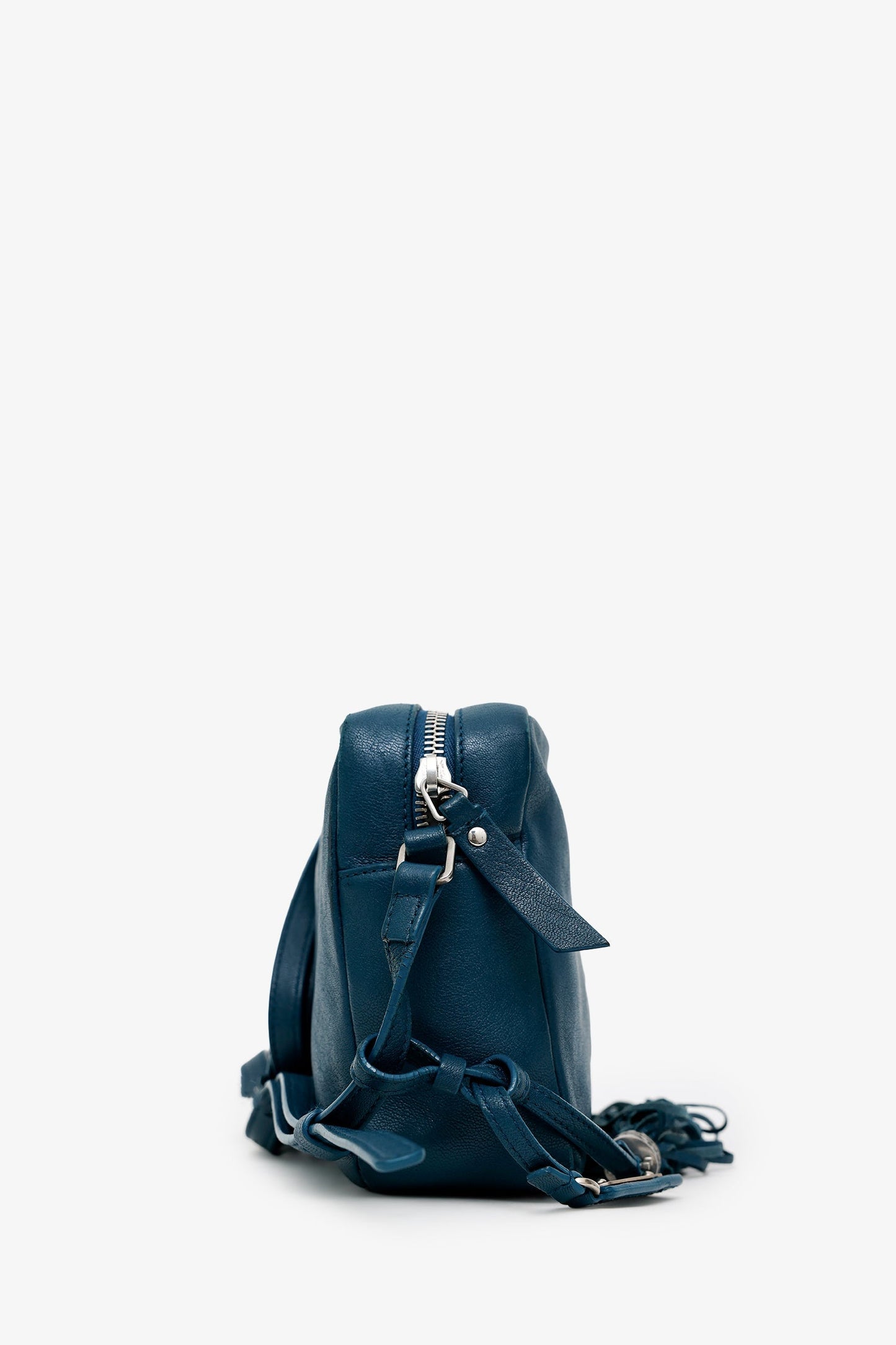 Saint Laurent Teal Calfskin Leather Small Lou Tassel Camera Bag