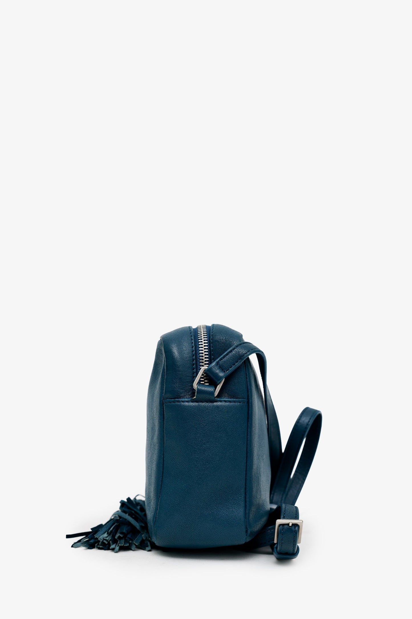 Saint Laurent Teal Calfskin Leather Small Lou Tassel Camera Bag