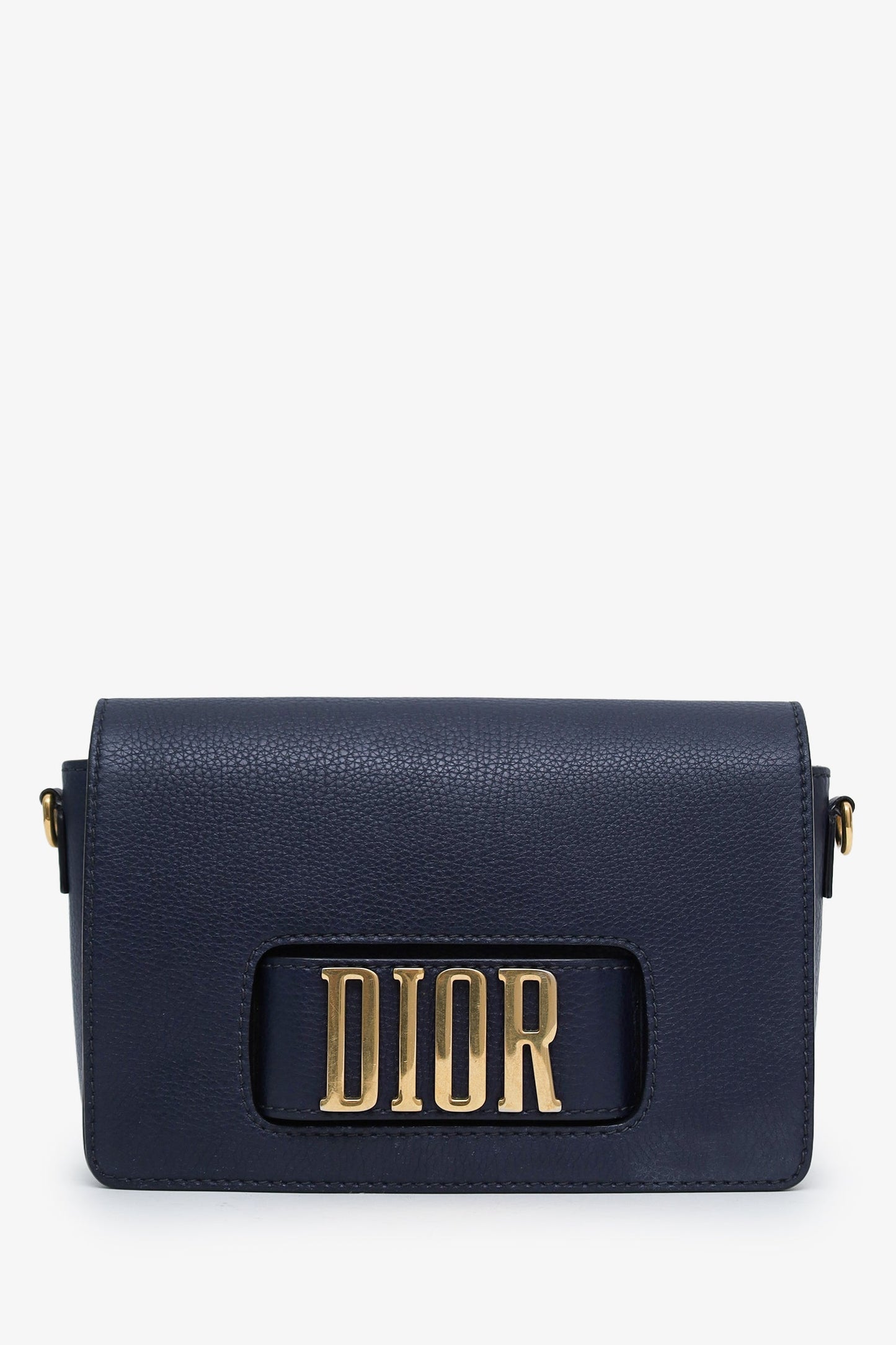 Christian Dior Navy Blue Grained Calfskin Medium Dio(r)evolution Flap Bag