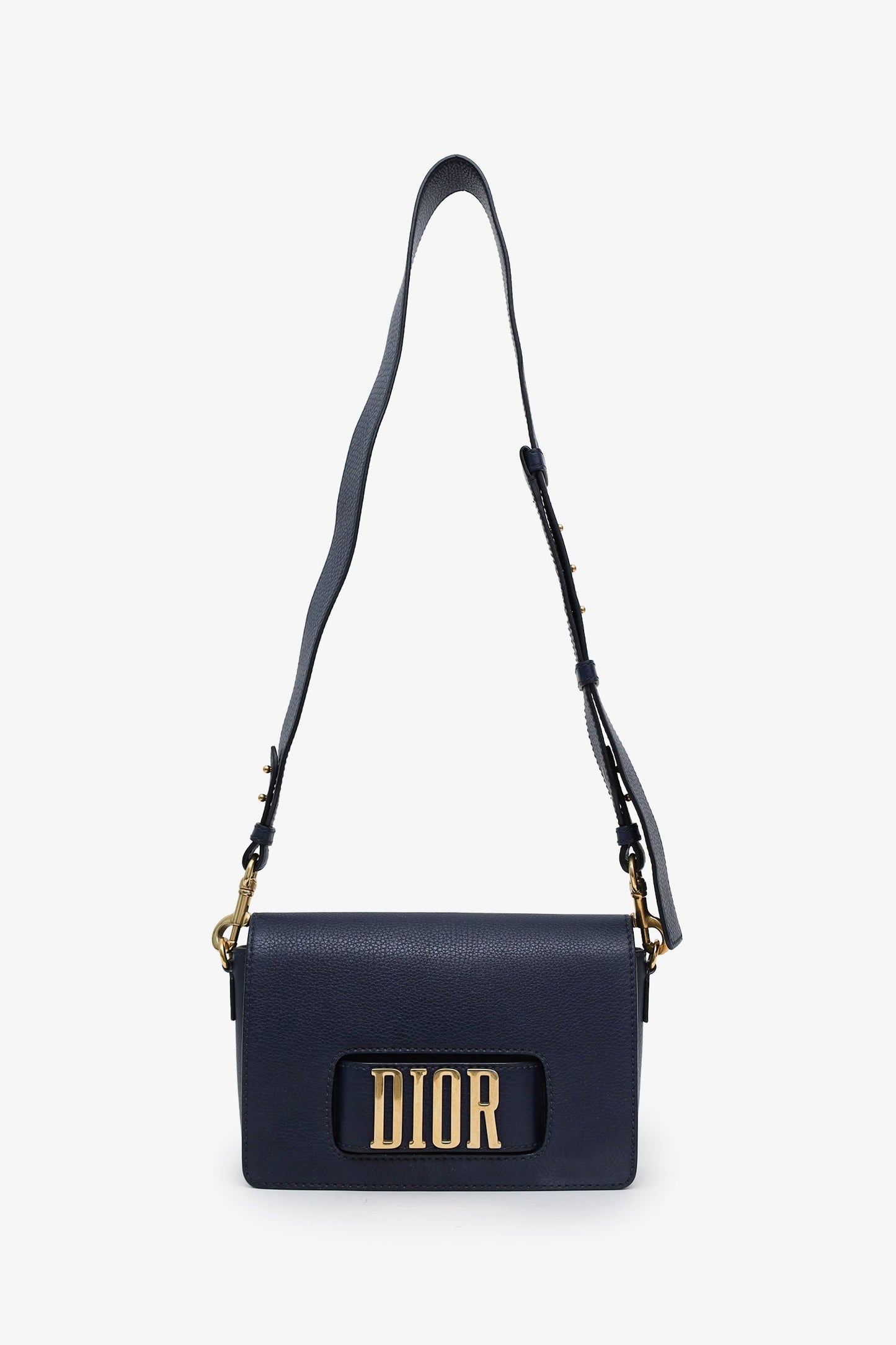 Christian Dior Navy Blue Grained Calfskin Medium Dio(r)evolution Flap Bag