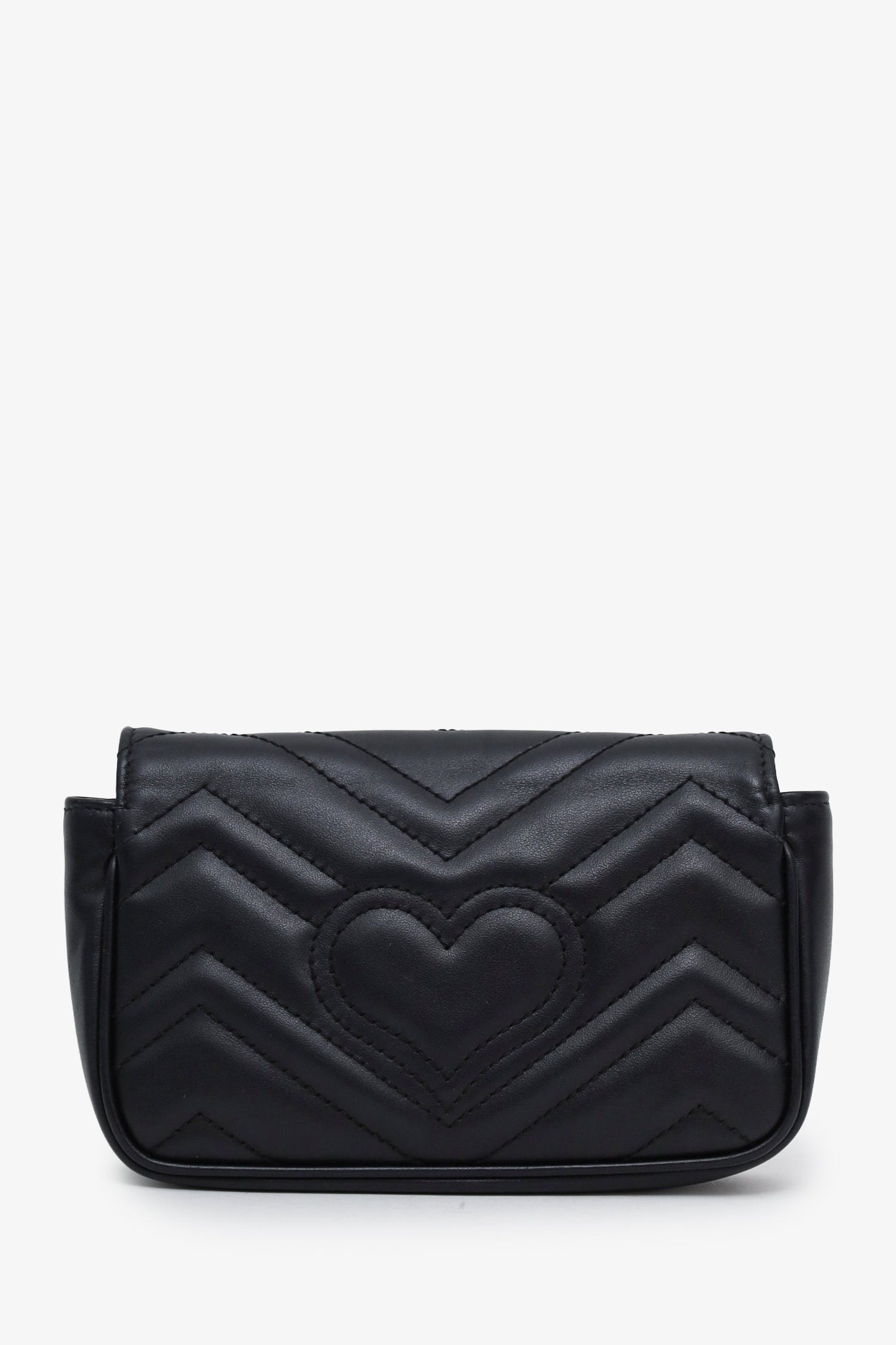 Gucci Black Leather GG Marmont Super Mini Crossbody Bag