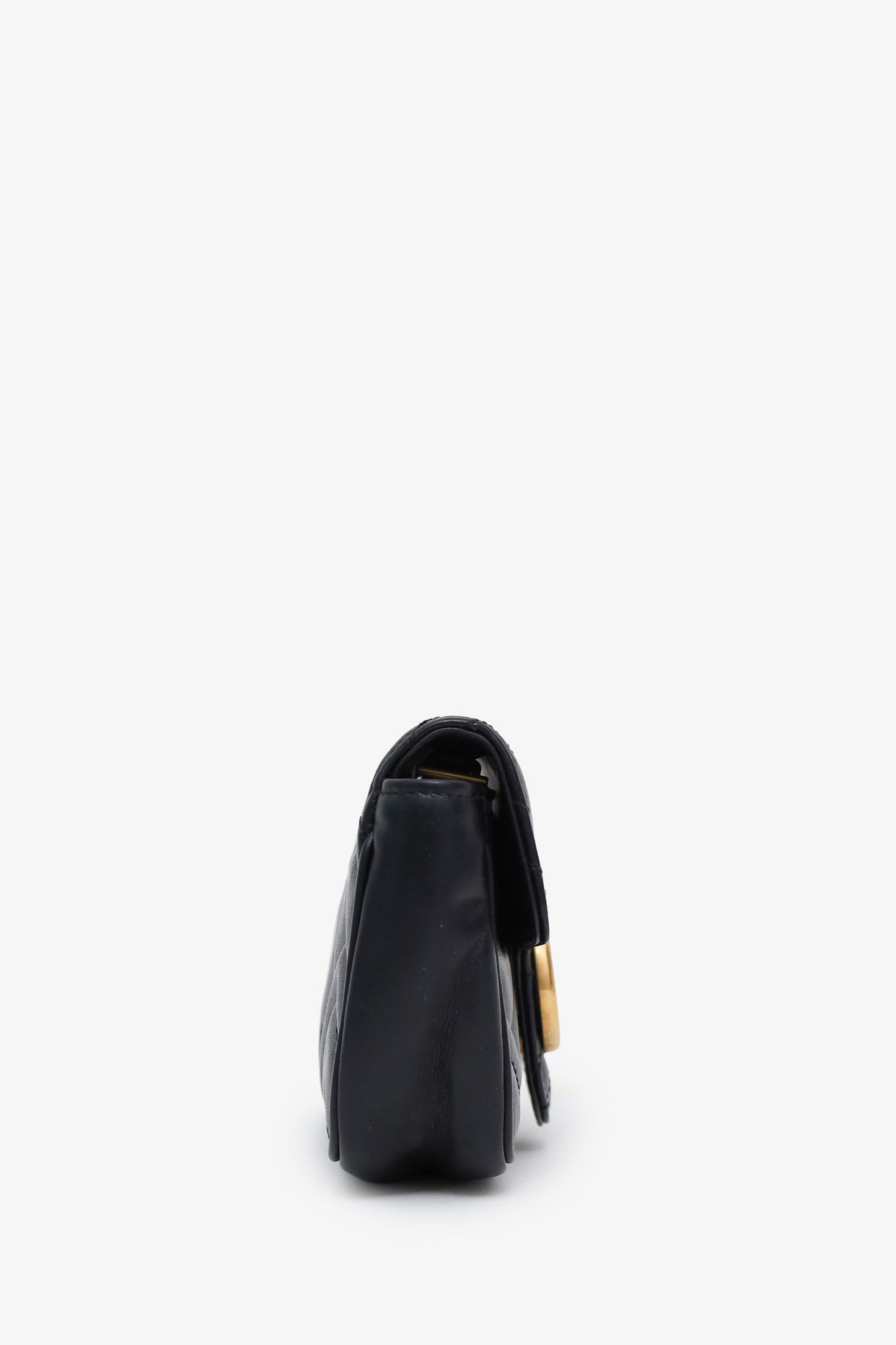 Gucci Black Leather GG Marmont Super Mini Crossbody Bag