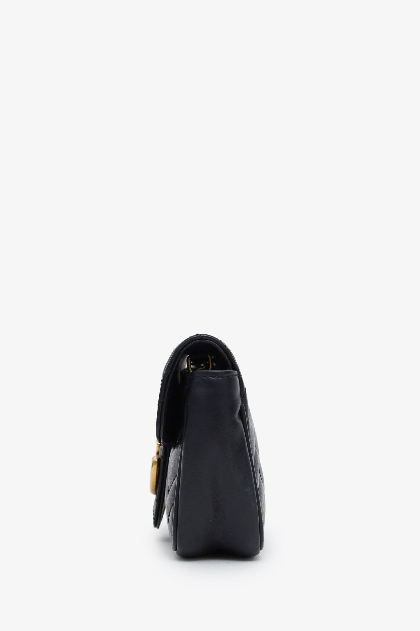 Gucci Black Leather GG Marmont Super Mini Crossbody Bag