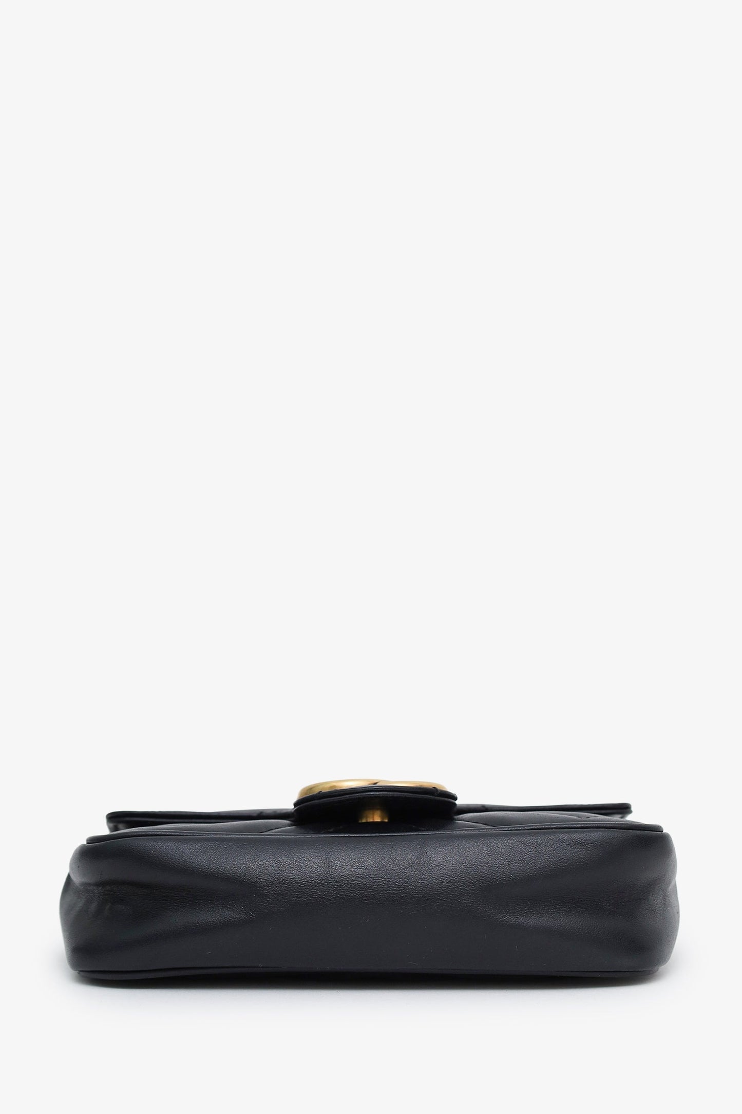 Gucci Black Leather GG Marmont Super Mini Crossbody Bag