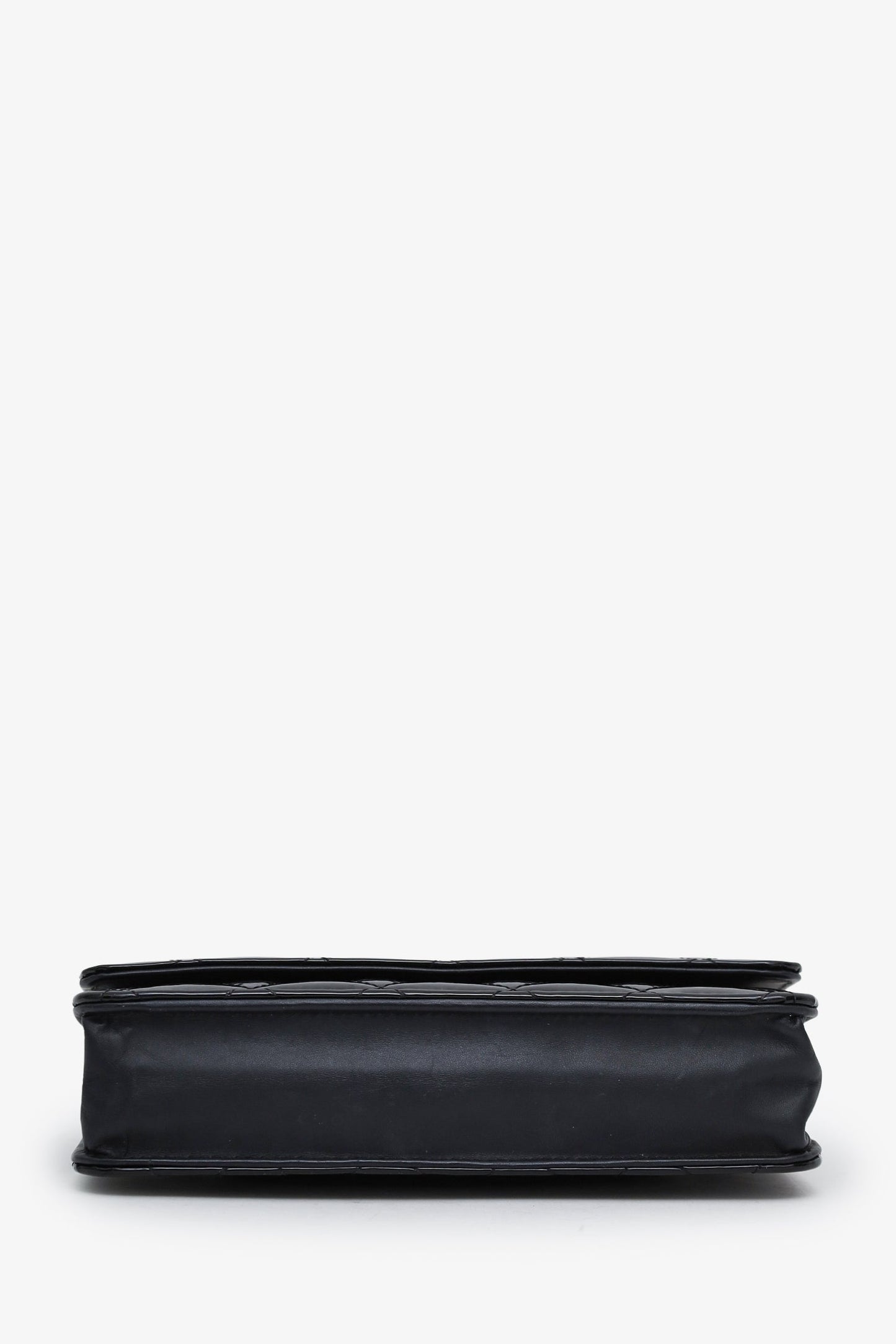 Chanel™ 2015-16 Black Quilted Patent Leather Classic Wallet on Chain