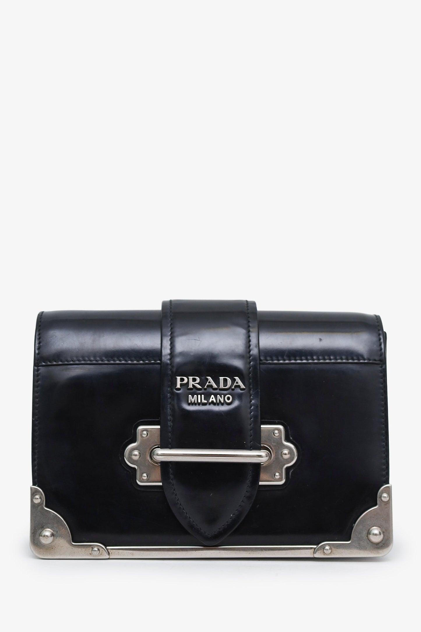 Prada Black Leather Cahier Chain Shoulder Bag