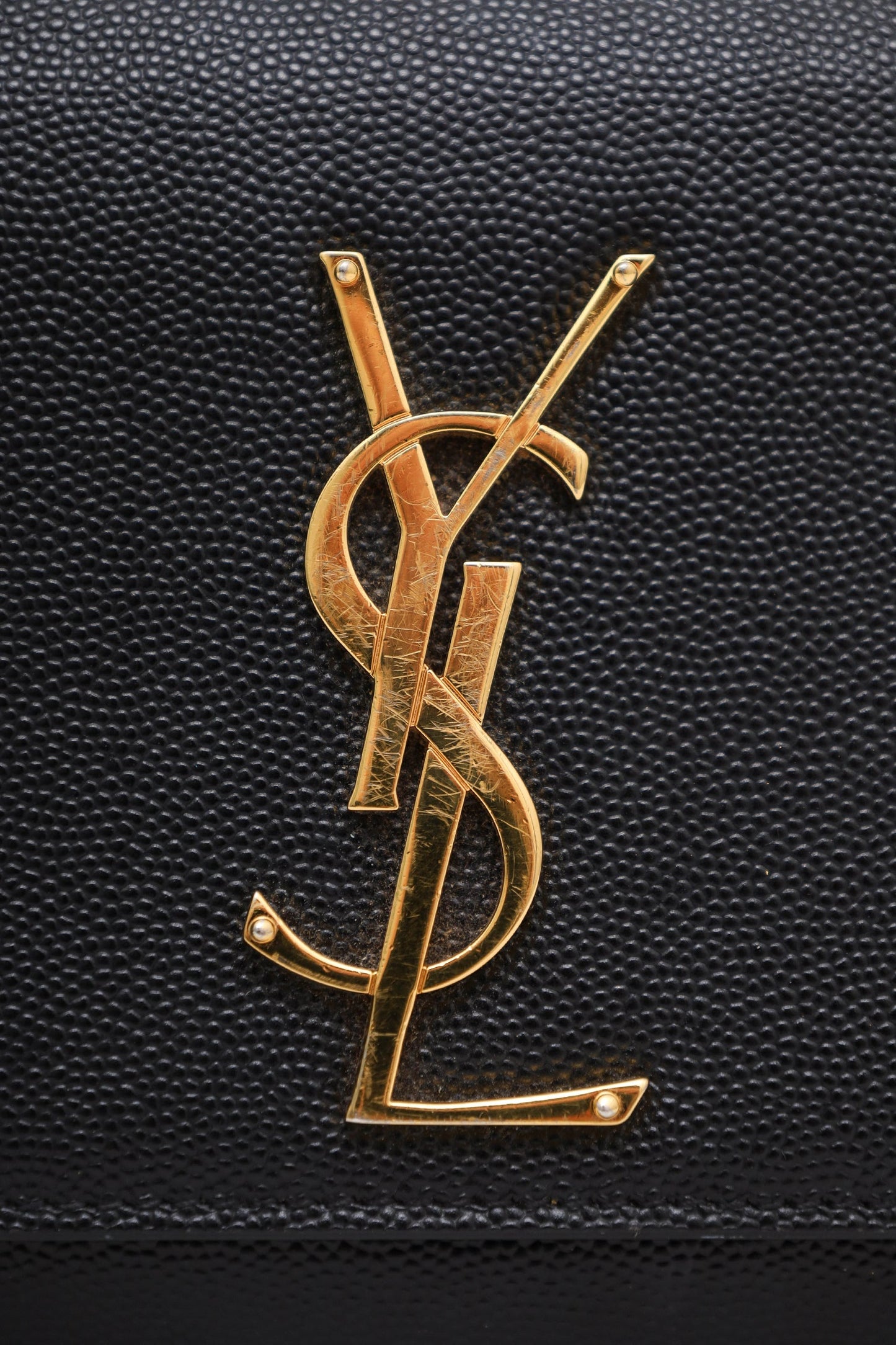 Saint Laurent Black Grained Leather Small Kate Bag