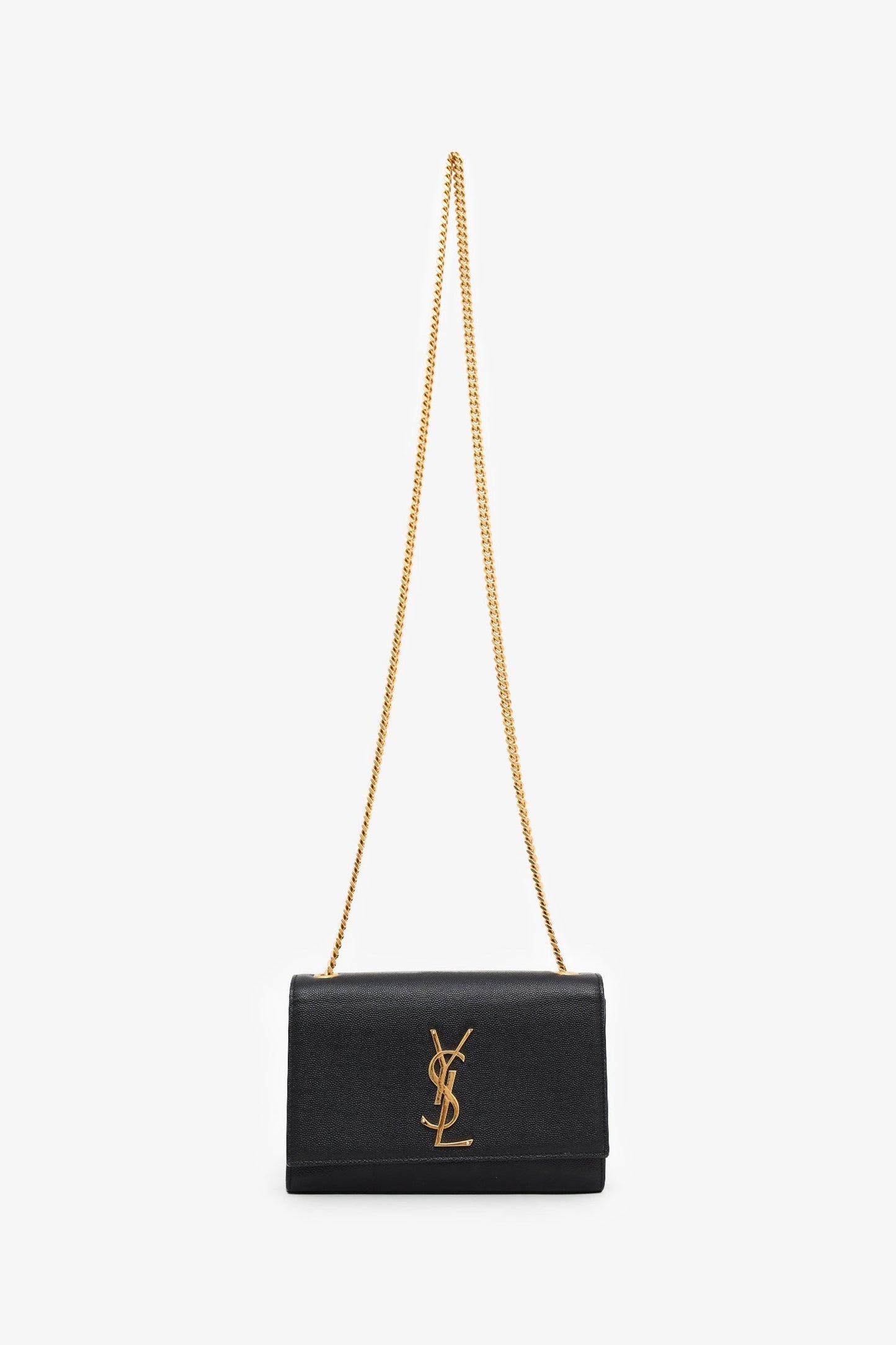 Saint Laurent Black Grained Leather Small Kate Bag
