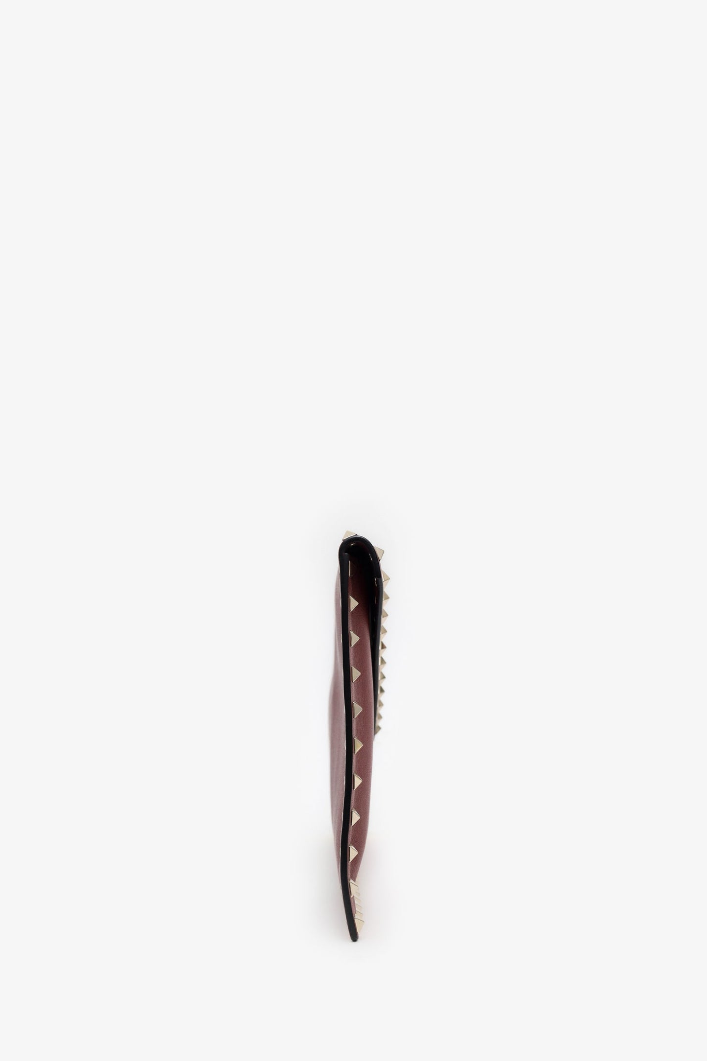 Valentino Burgundy Grainy Calfskin Rockstud Envelope Clutch