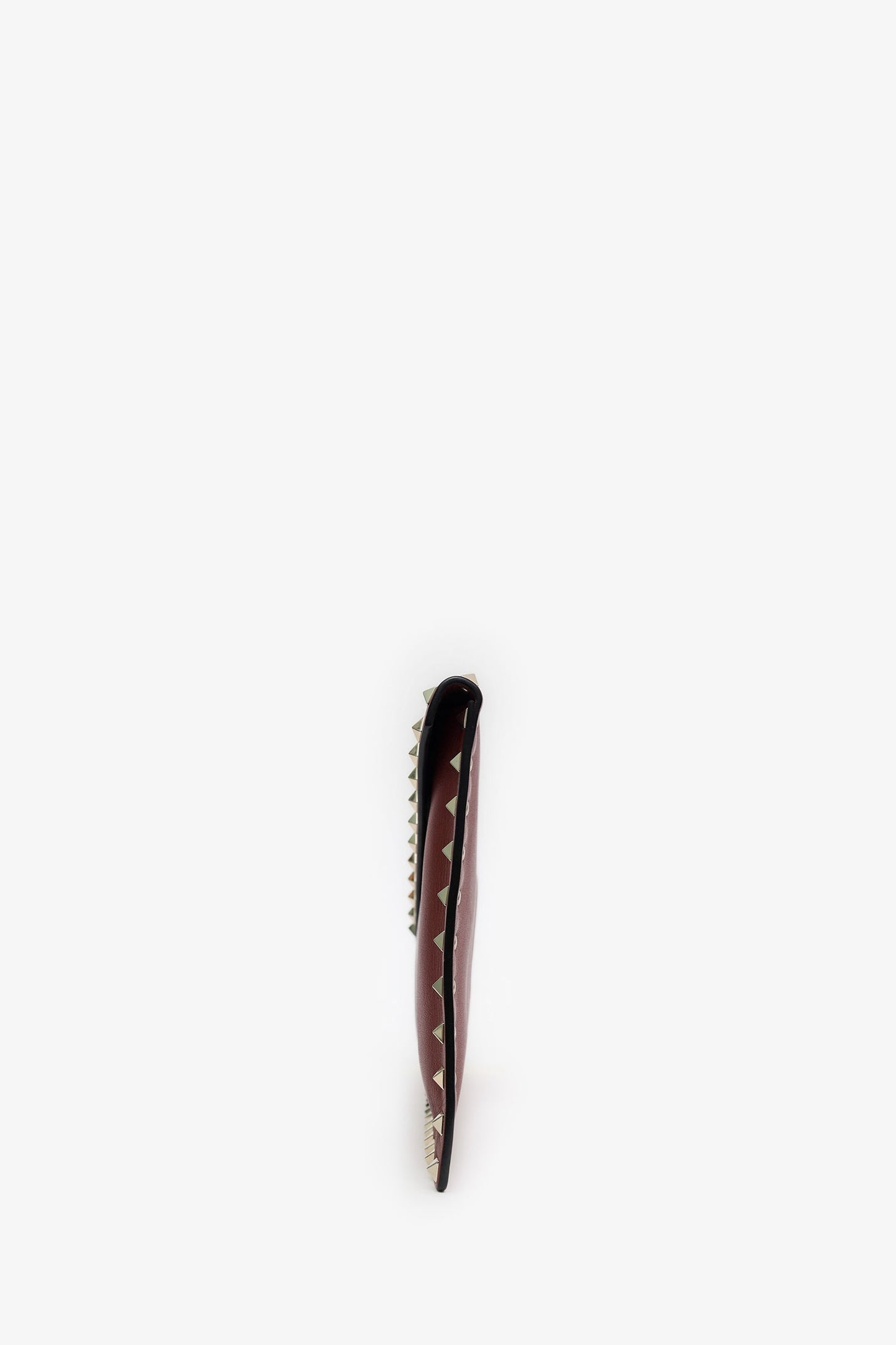 Valentino Burgundy Grainy Calfskin Rockstud Envelope Clutch