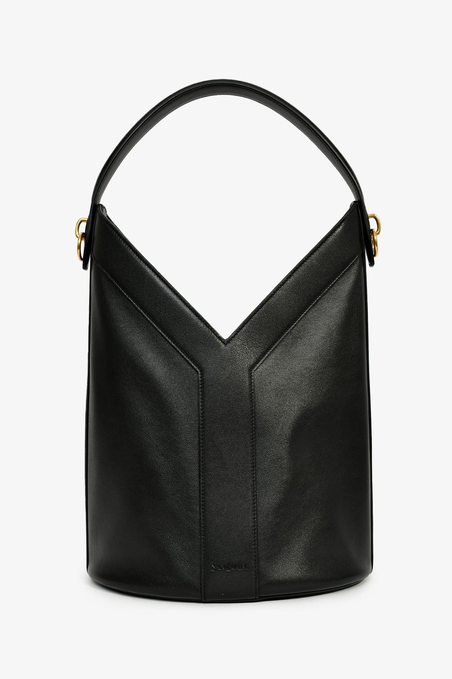Saint Laurent Black Leather Y Bucket Top Handle Bag