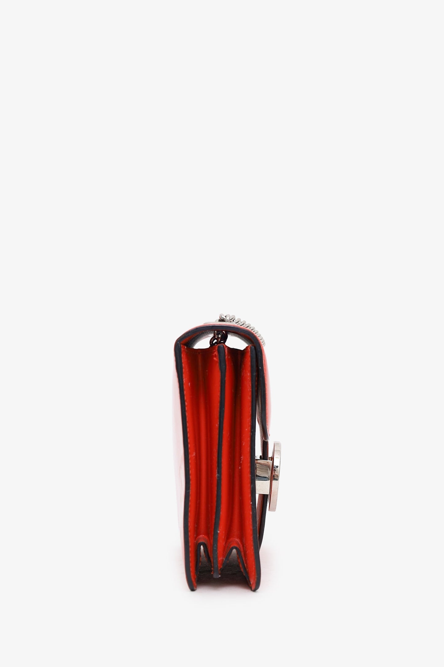 Gucci Orange Patent Leather GG 'Dollar' Small Shoulder Bag