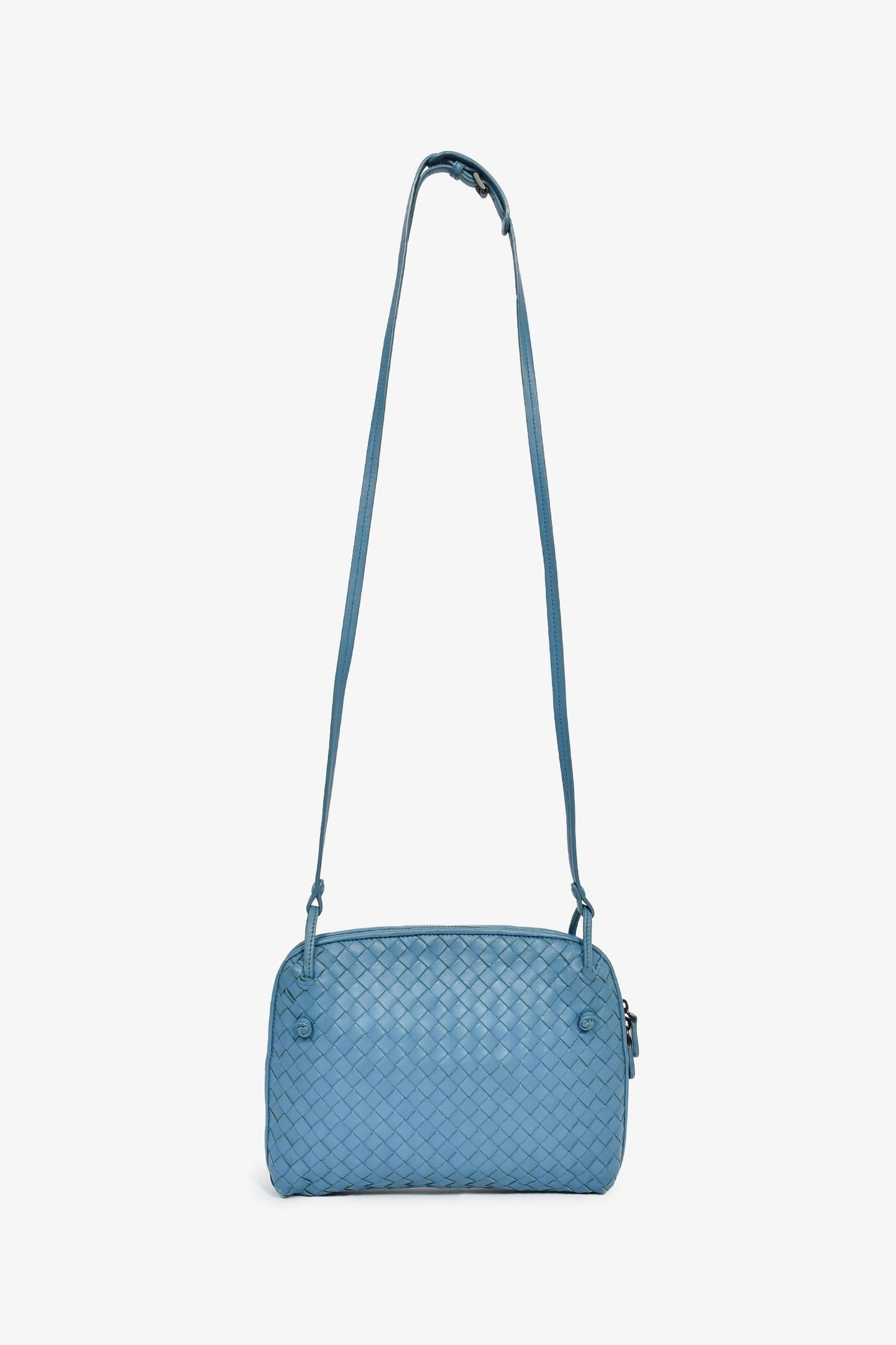 Bottega Veneta Blue Intrecciato Leather Crossbody Bag