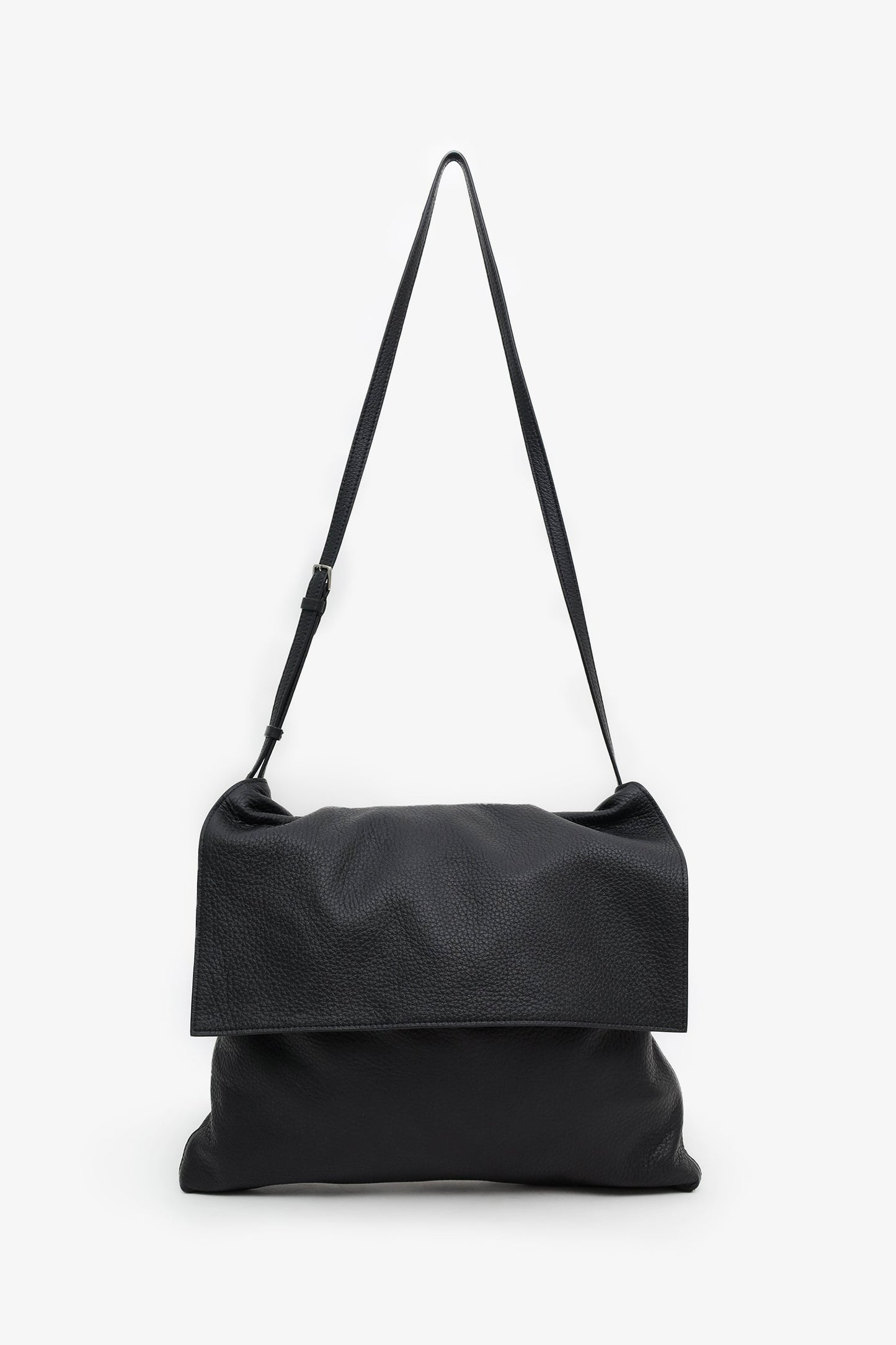 The Row Black Grained Leather Nan Shoulder Bag