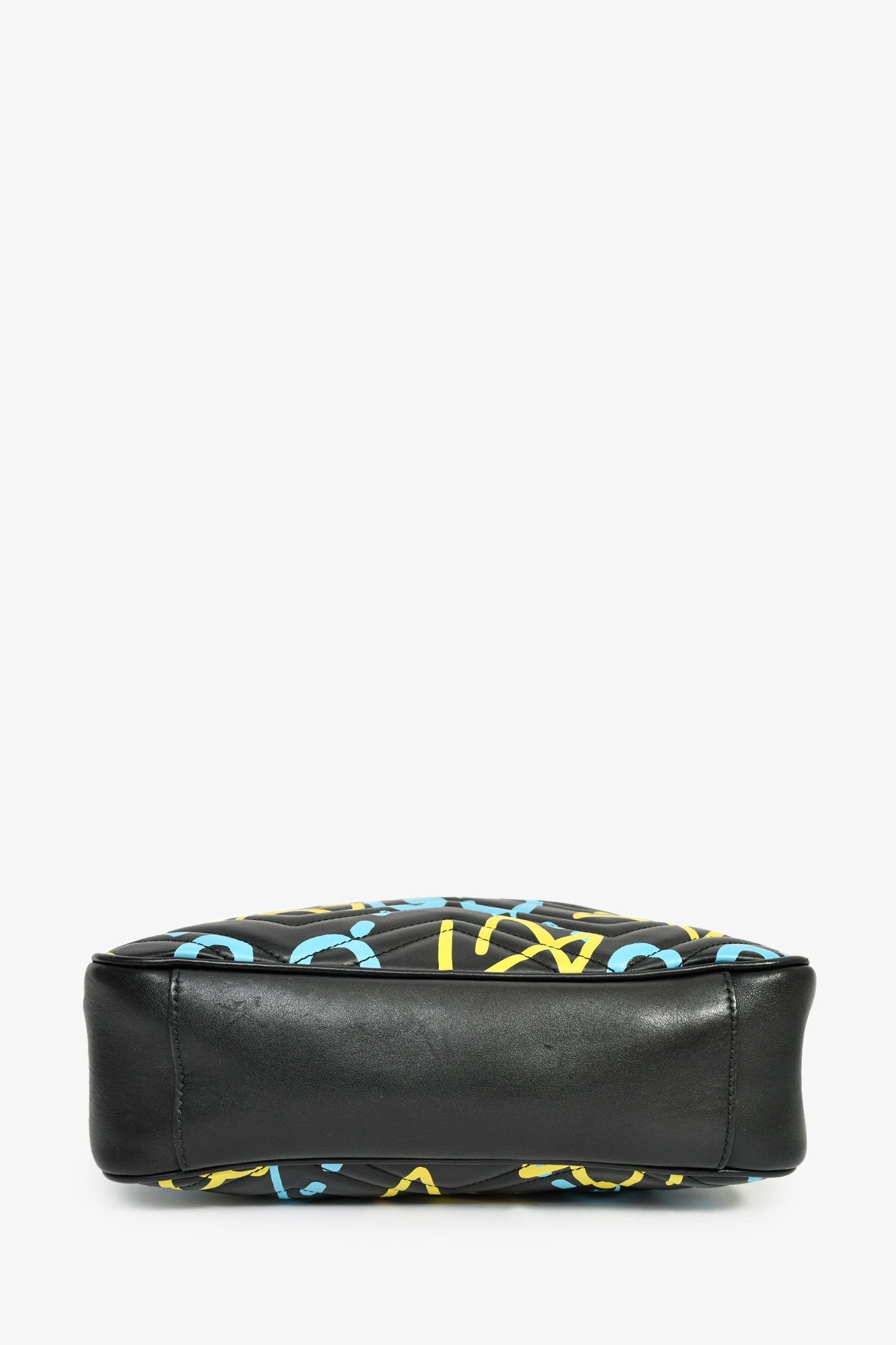 Gucci Black Leather GG Marmont Ghost Large Graffiti Shoulder Bag
