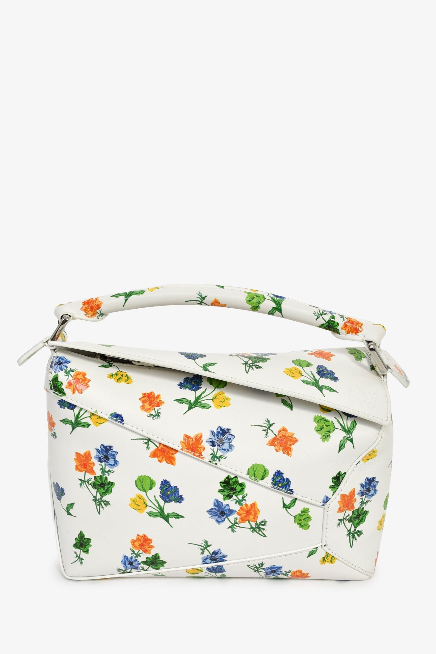 Loewe White/Multicolour Leather Small 'Flower Bianco' Puzzle Bag