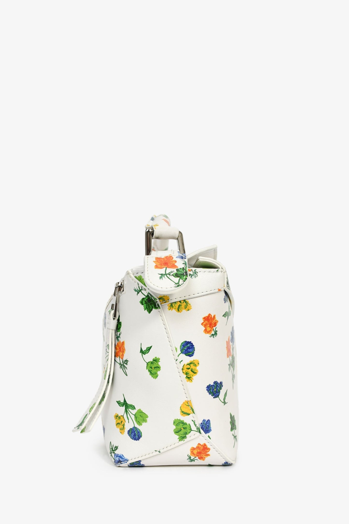 Loewe White/Multicolour Leather Small 'Flower Bianco' Puzzle Bag
