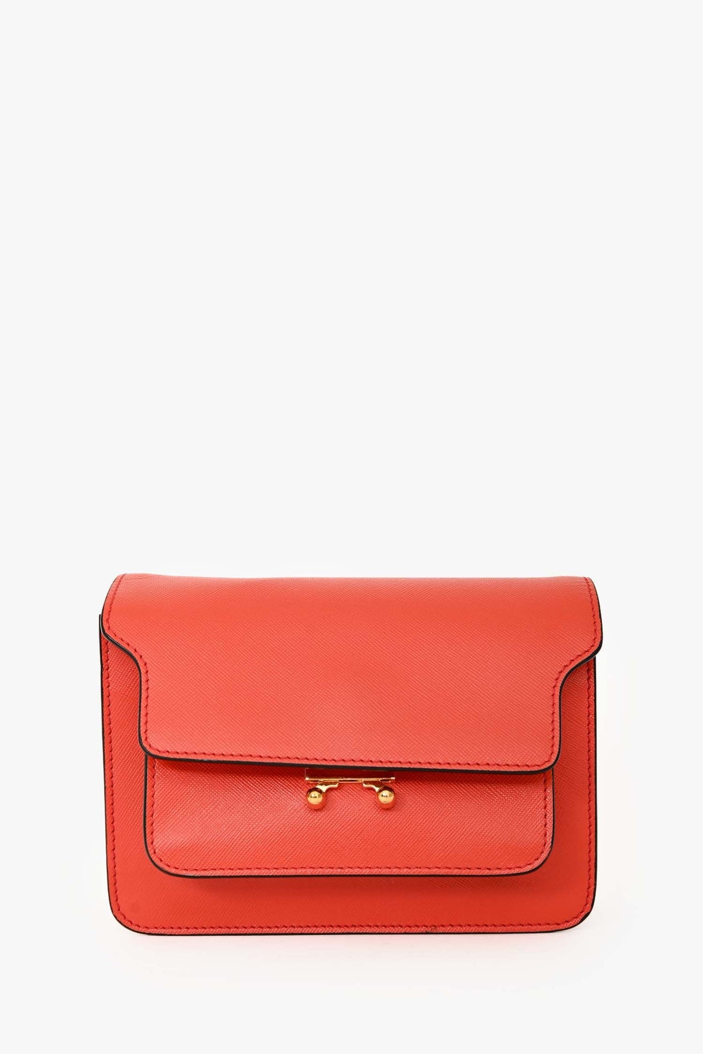 Marni Red Grained Leather Mini Trunk Crossbody Bag