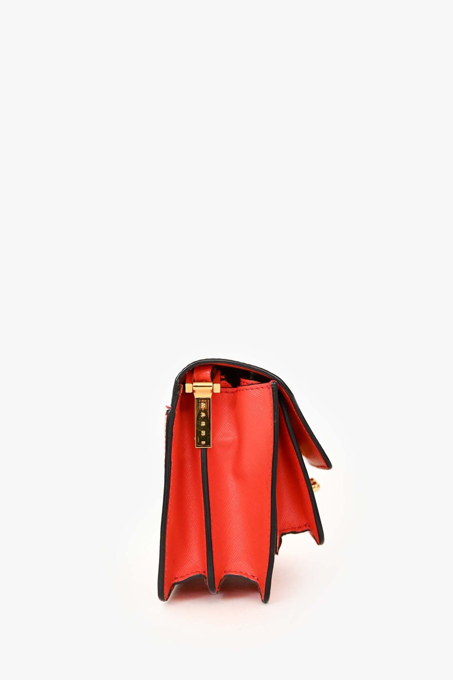 Marni Red Grained Leather Mini Trunk Crossbody Bag