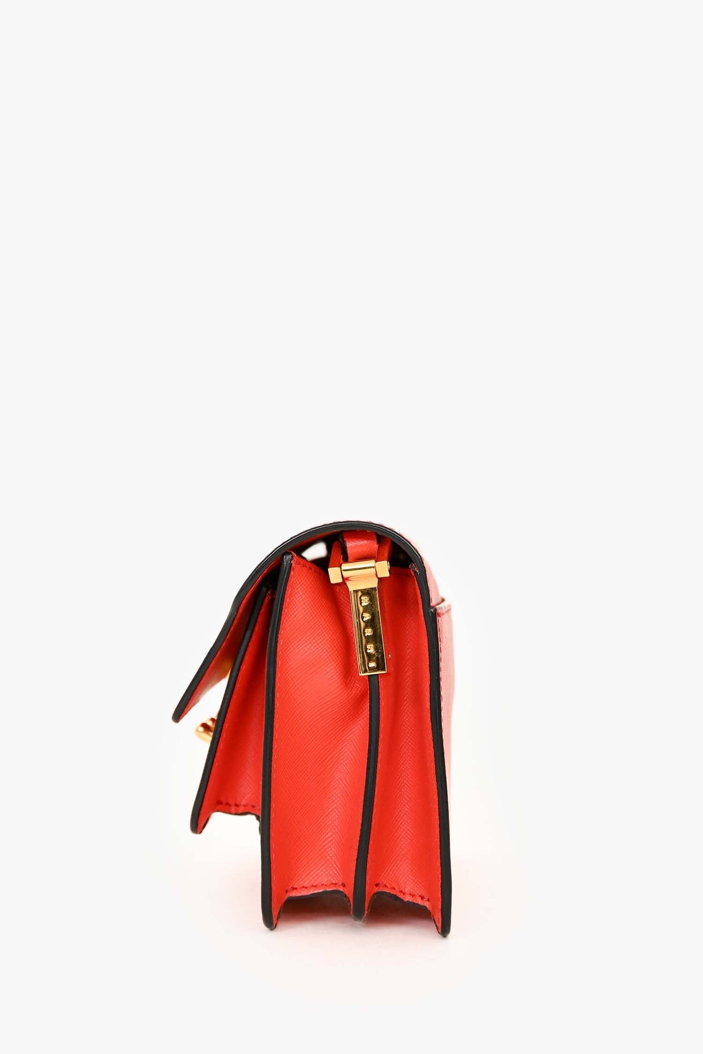 Marni Red Grained Leather Mini Trunk Crossbody Bag