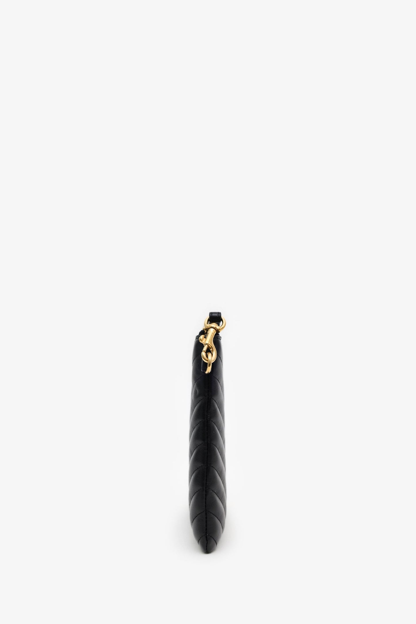 Saint Laurent Black Calfskin Matelasse Chevron Small Monogram A5 Wristlet
