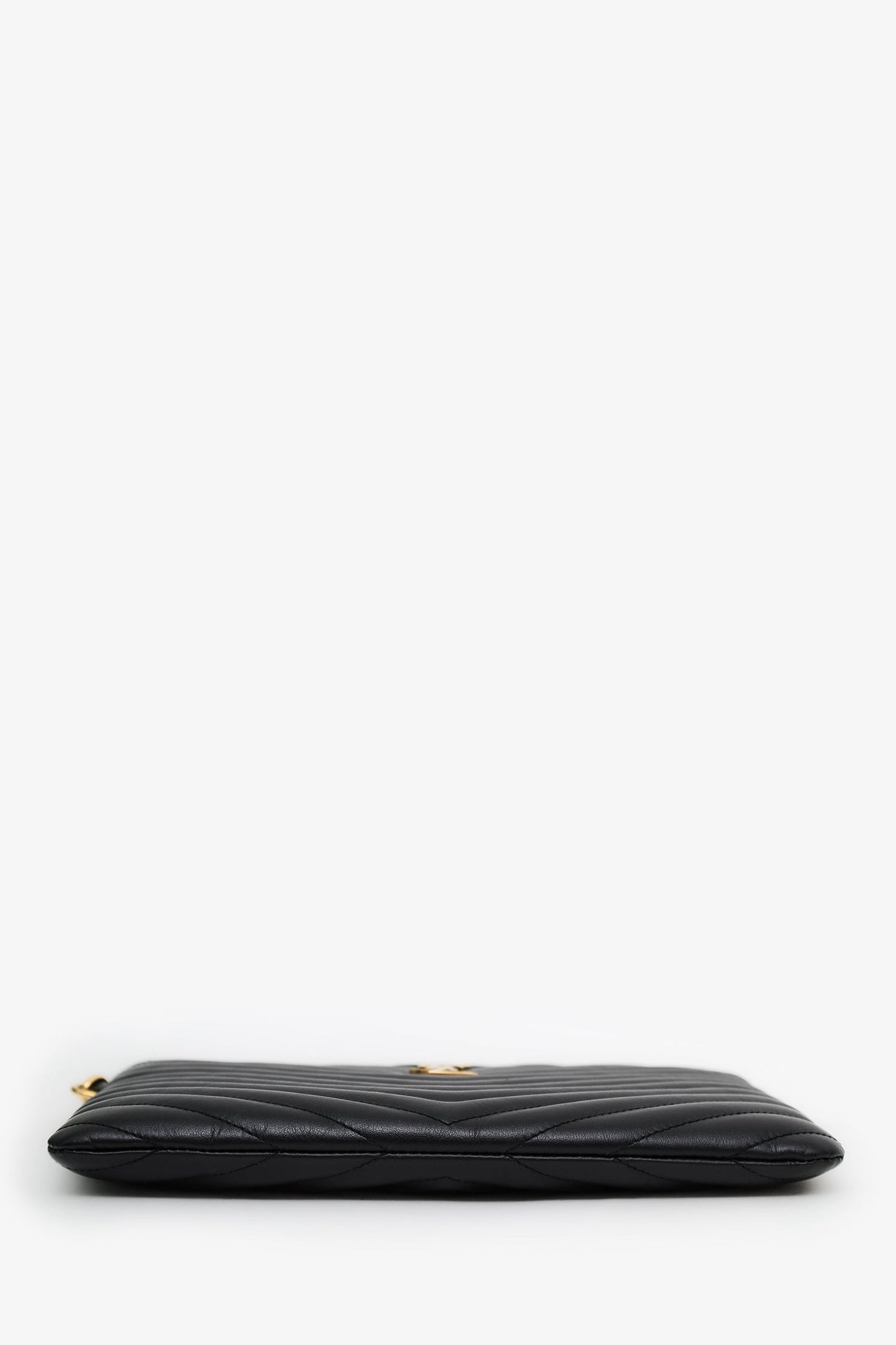 Saint Laurent Black Calfskin Matelasse Chevron Small Monogram A5 Wristlet