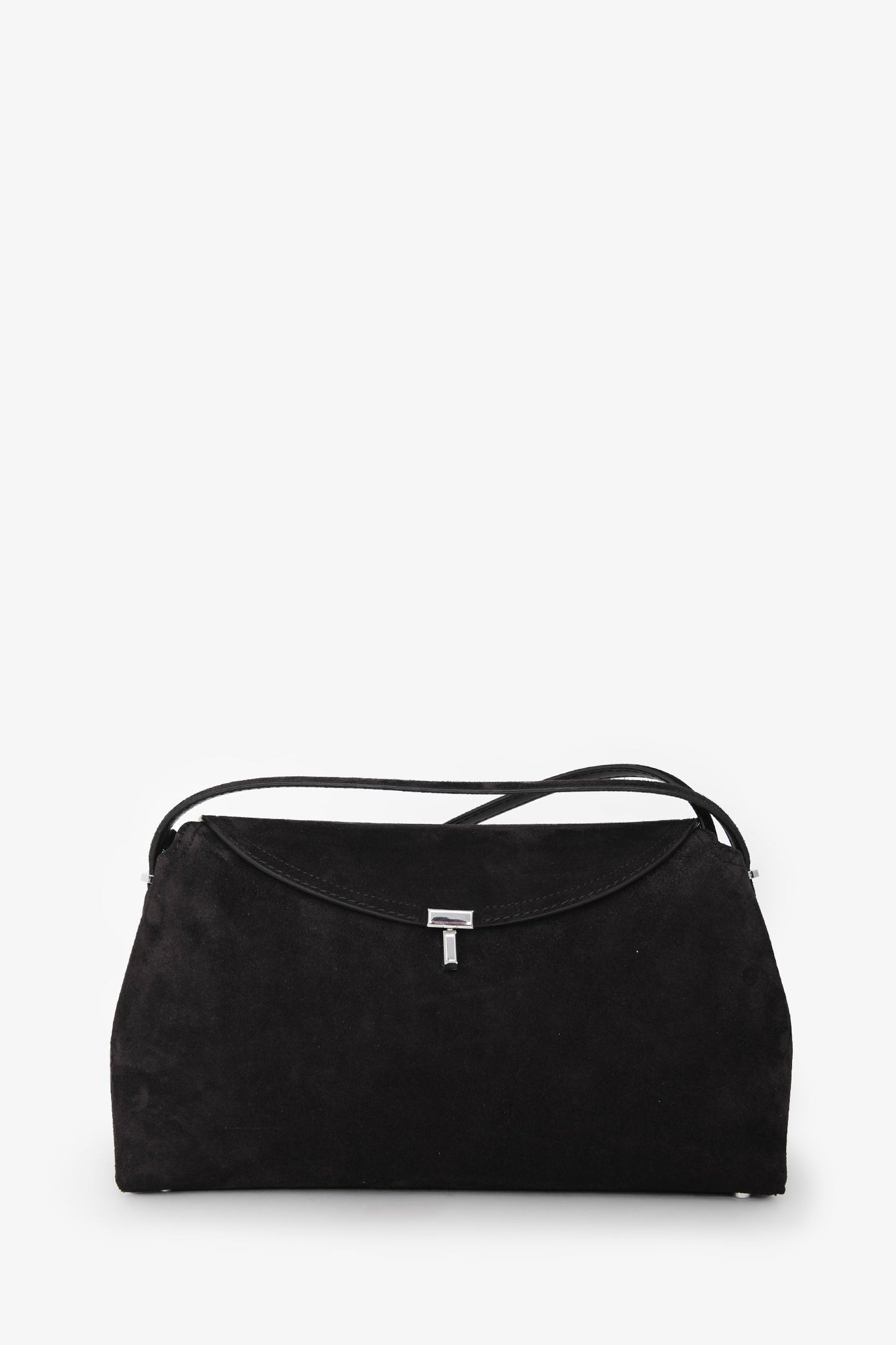 Toteme Dark Brown Suede T-Lock Top Handle Bag With Strap