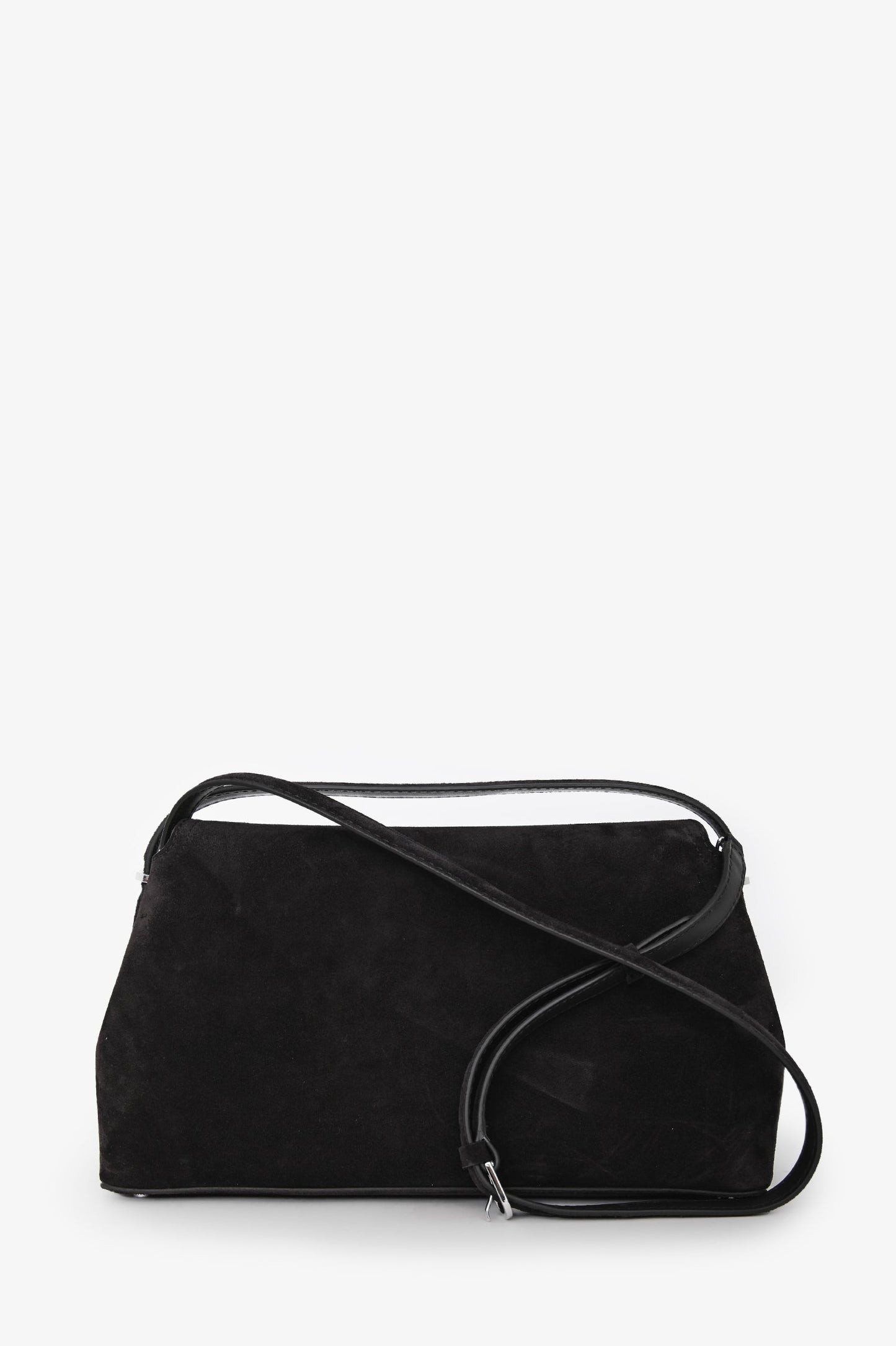 Toteme Dark Brown Suede T-Lock Top Handle Bag With Strap