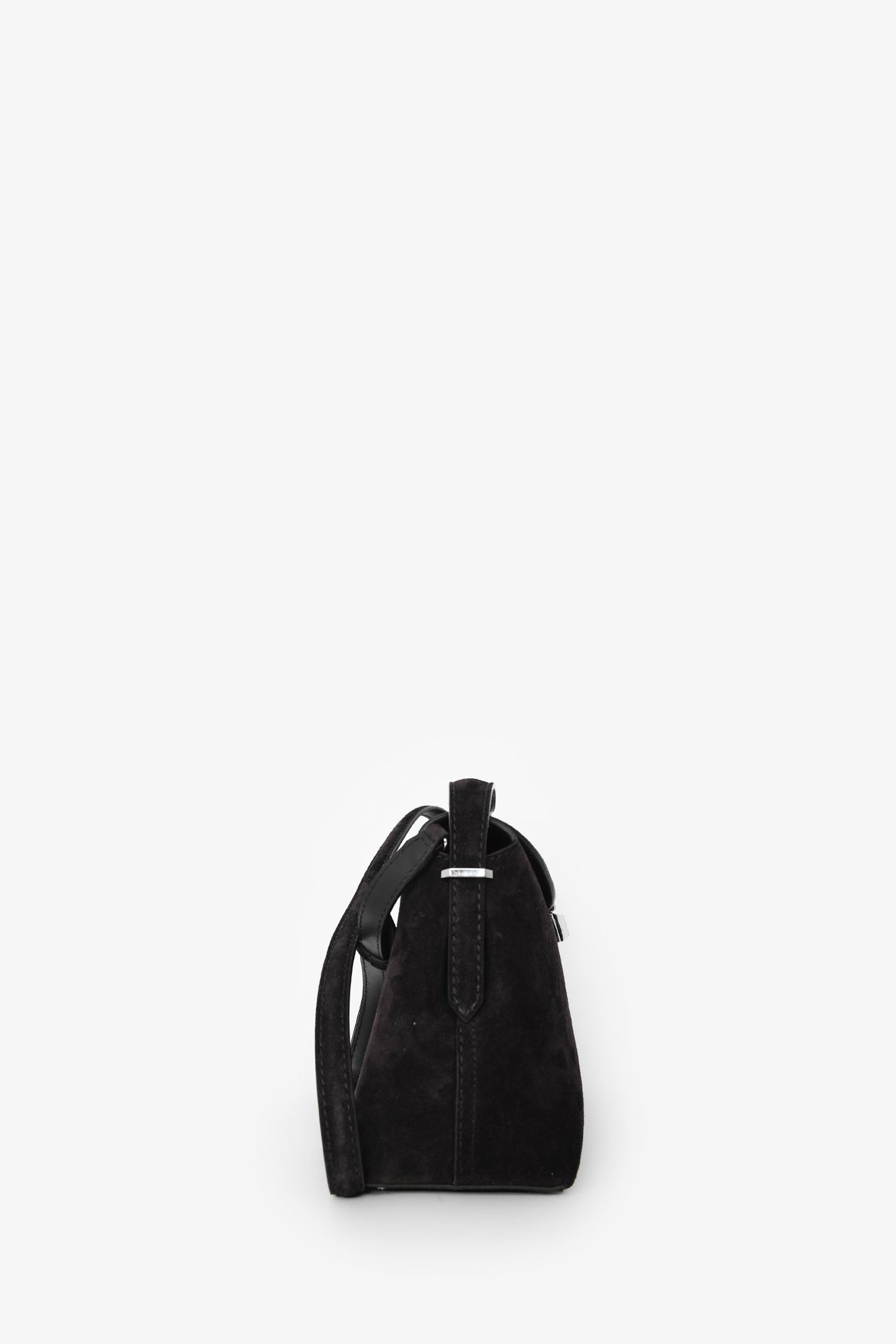 Toteme Dark Brown Suede T-Lock Top Handle Bag With Strap