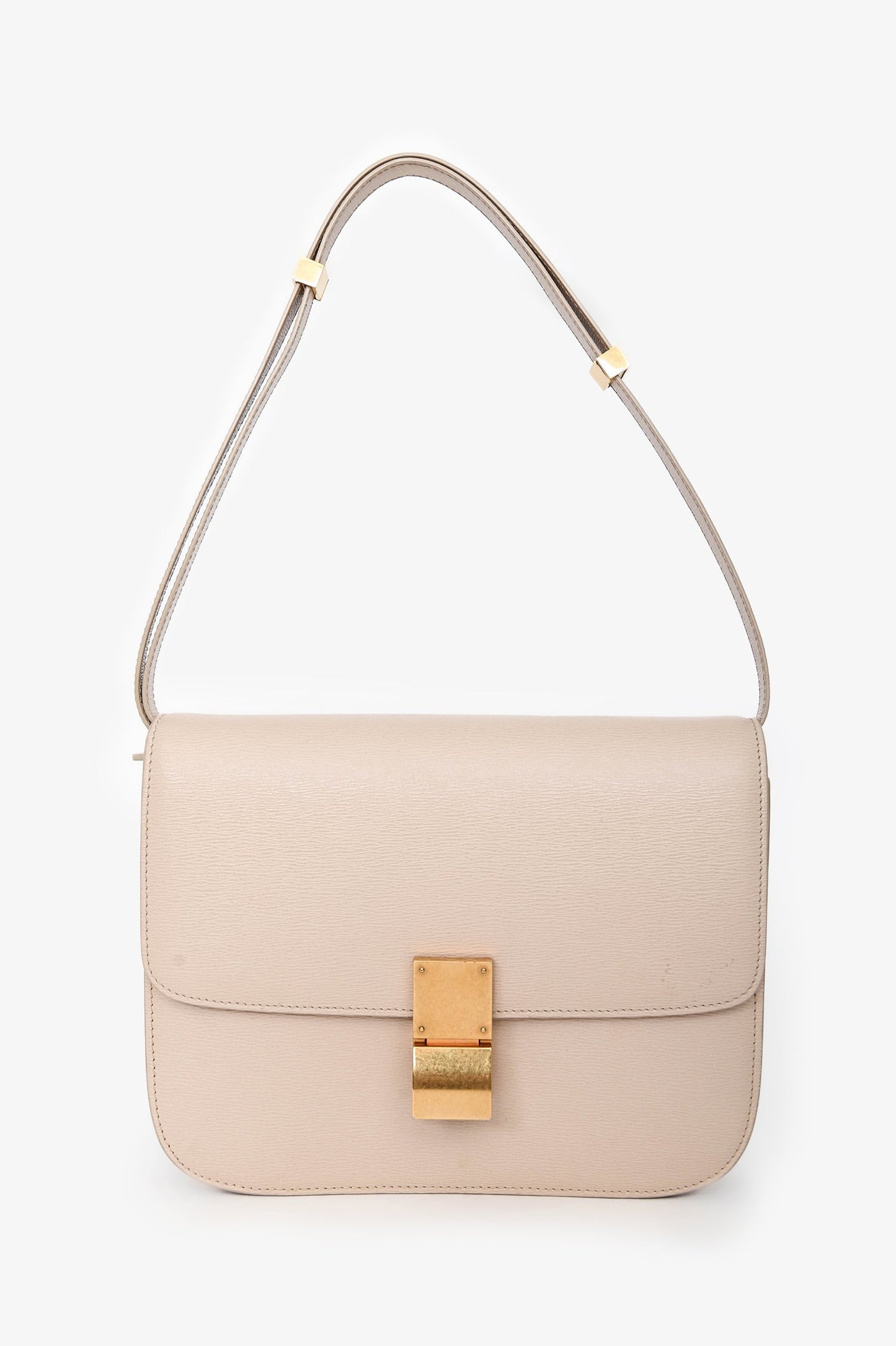 Celine 2018 Beige Leather Medium Classic Box