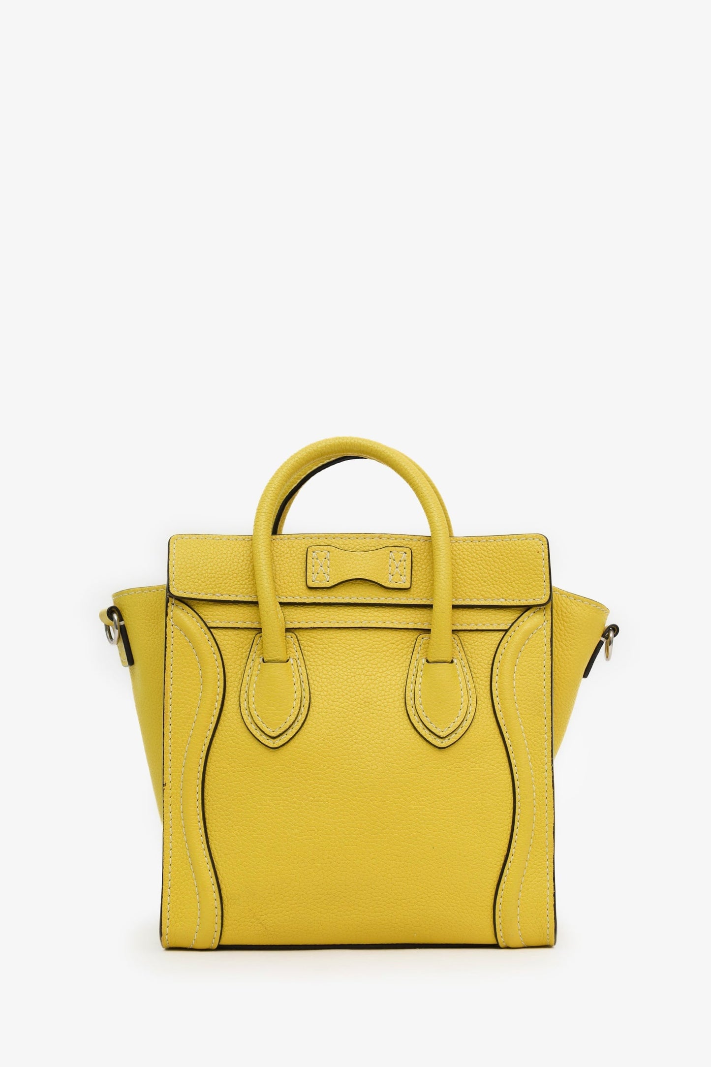 Celine Yellow Leather Nano Luggage Bag With Strap
