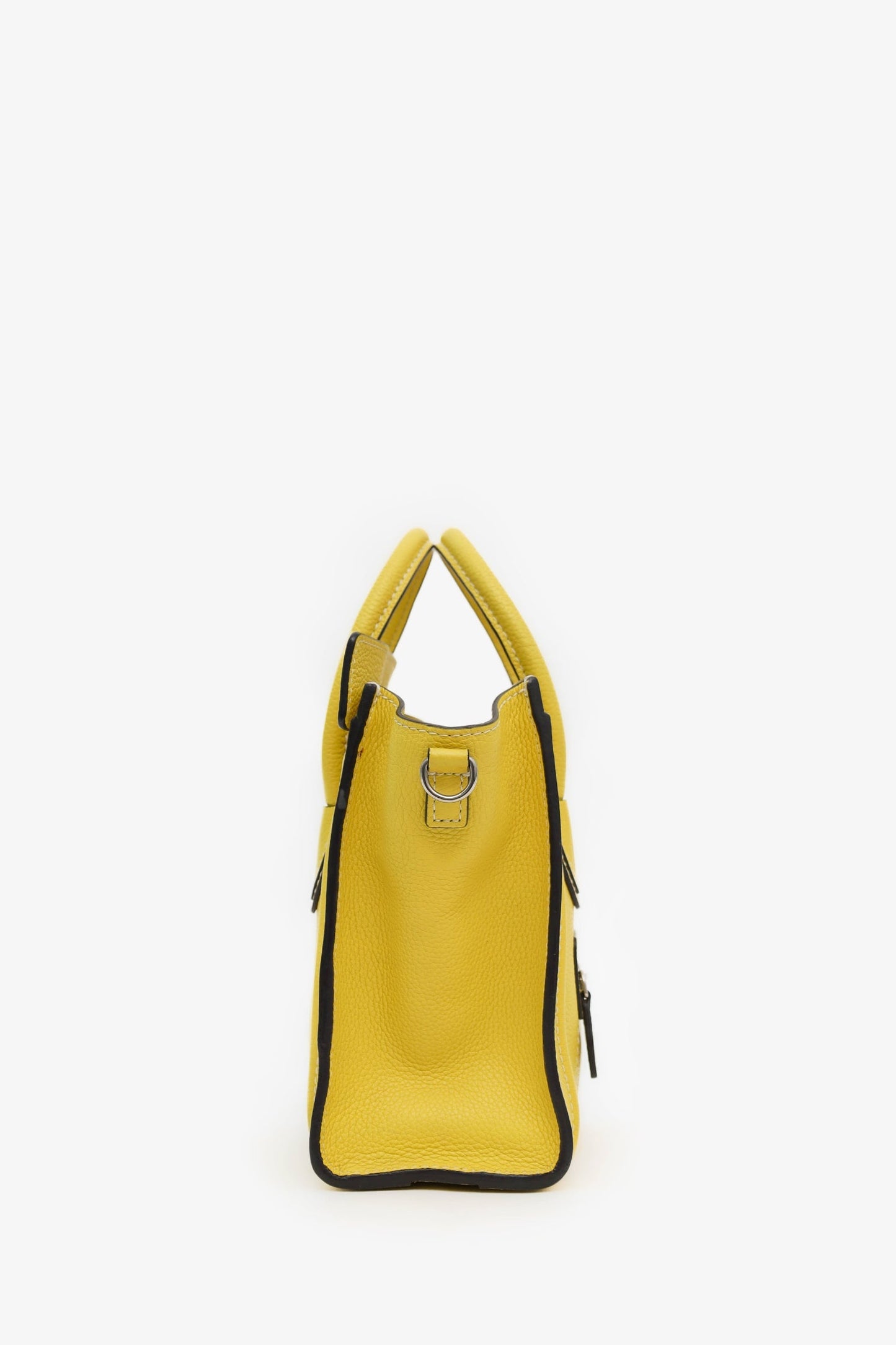 Celine Yellow Leather Nano Luggage Bag With Strap