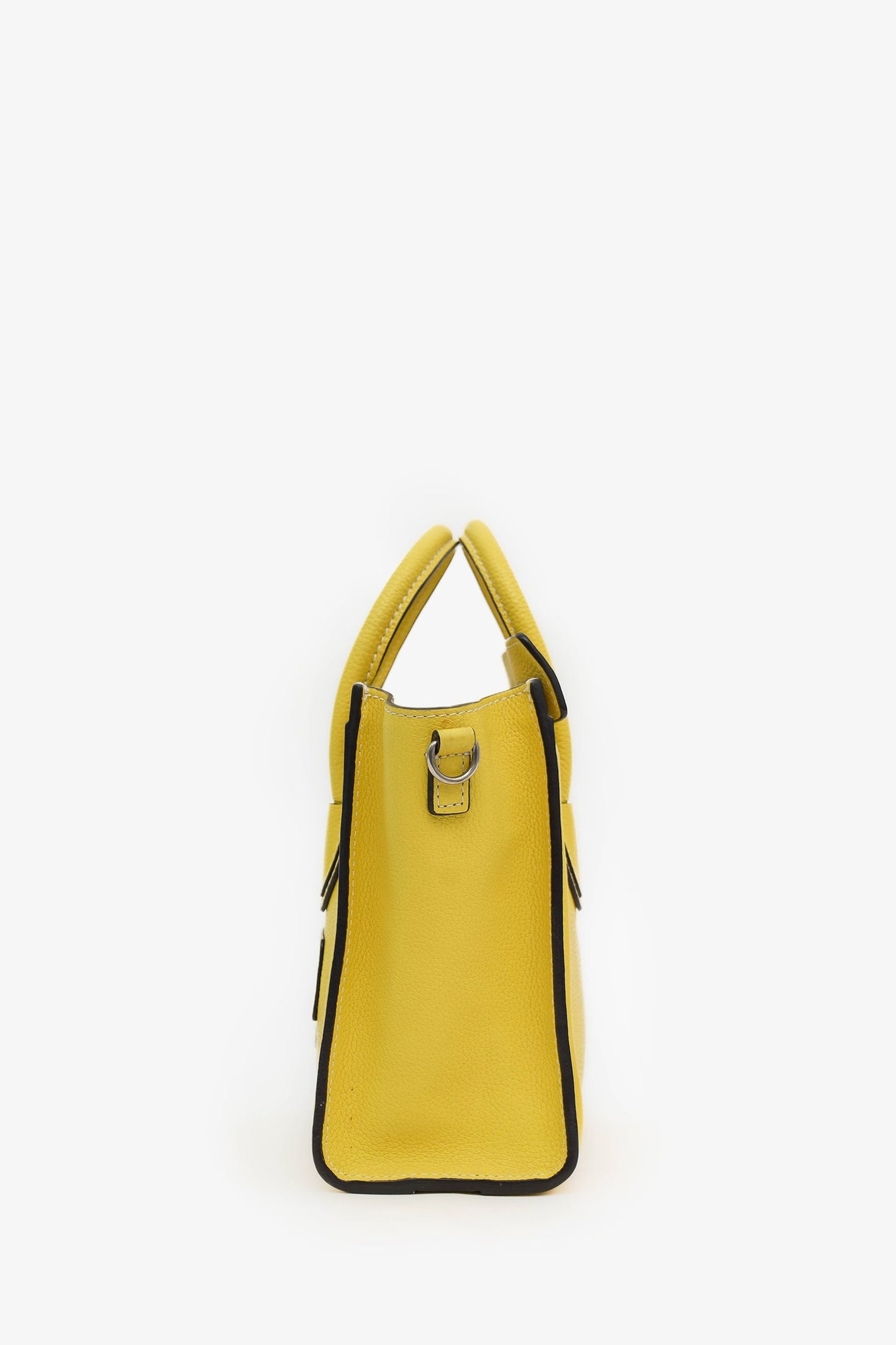 Celine Yellow Leather Nano Luggage Bag With Strap