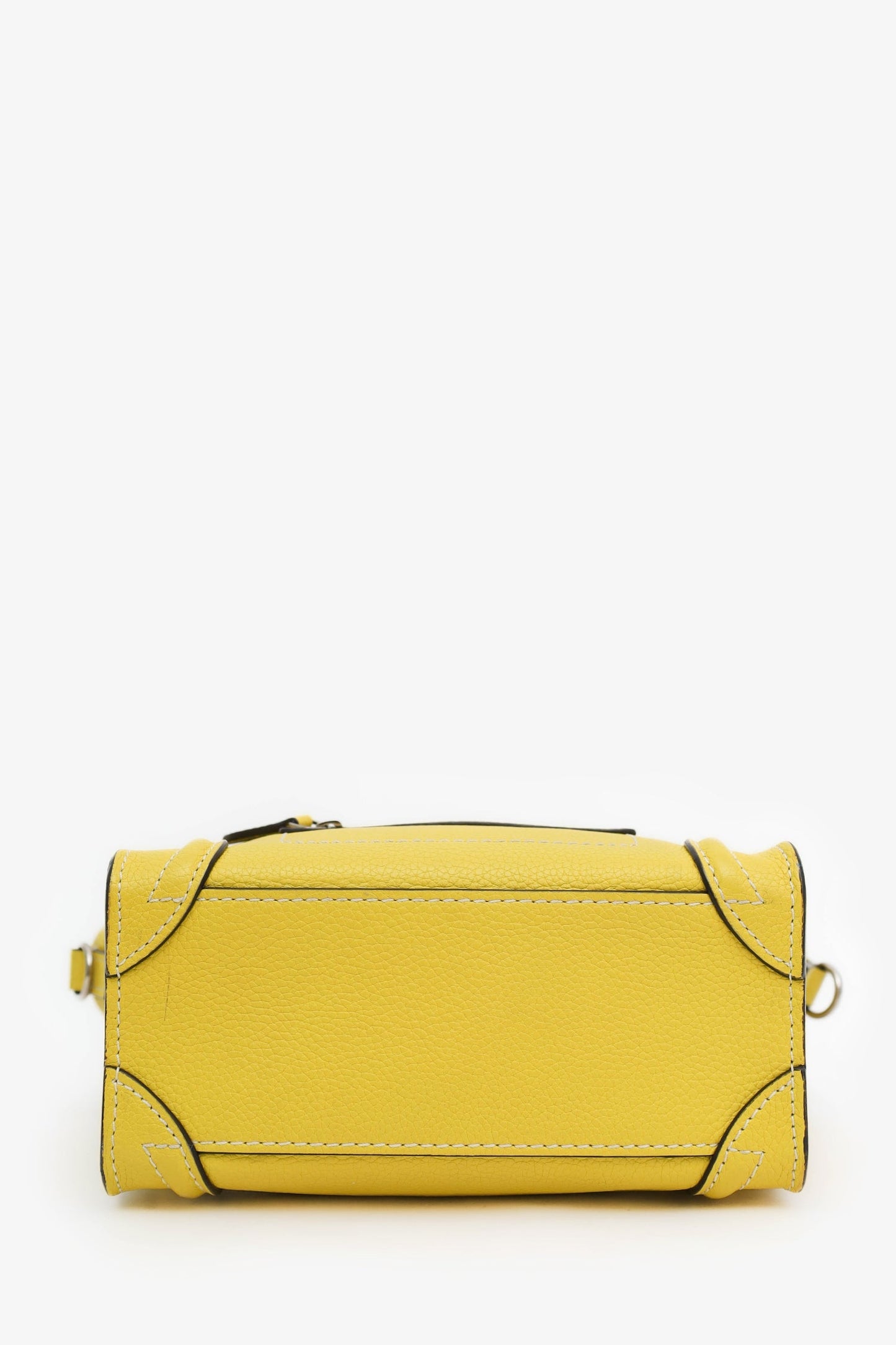 Celine Yellow Leather Nano Luggage Bag With Strap
