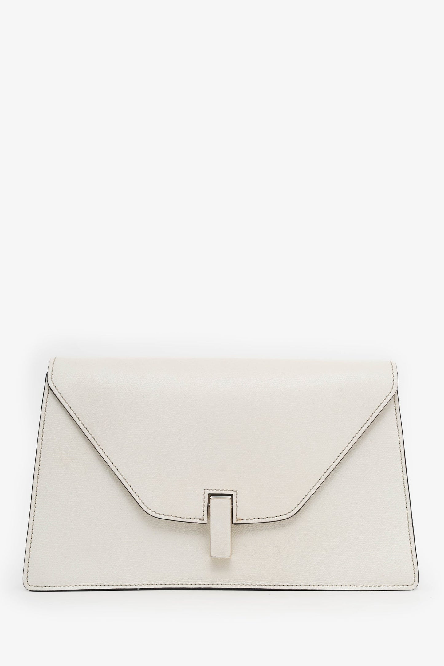 Valextra White Leather Envelope Clutch
