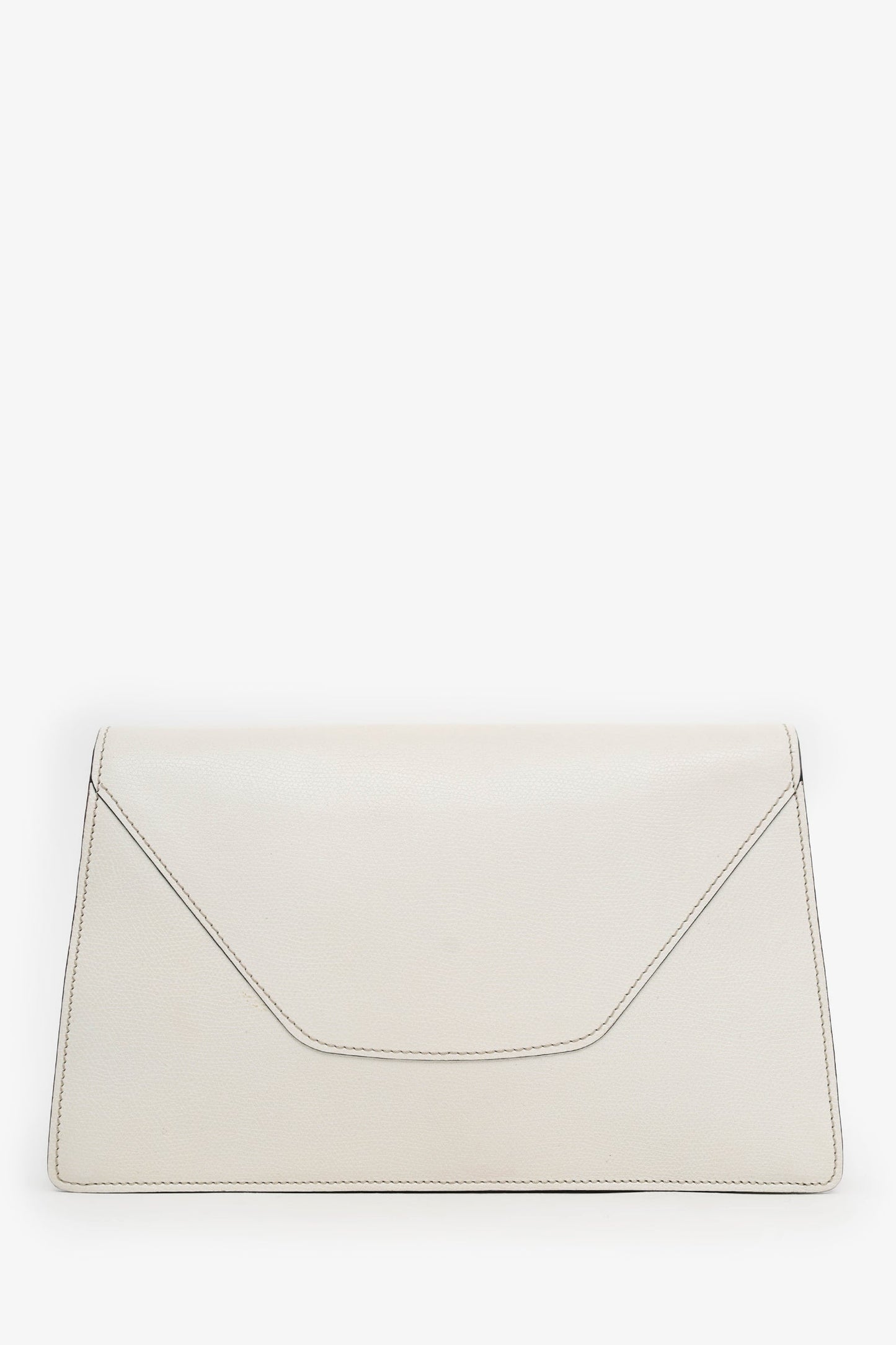 Valextra White Leather Envelope Clutch