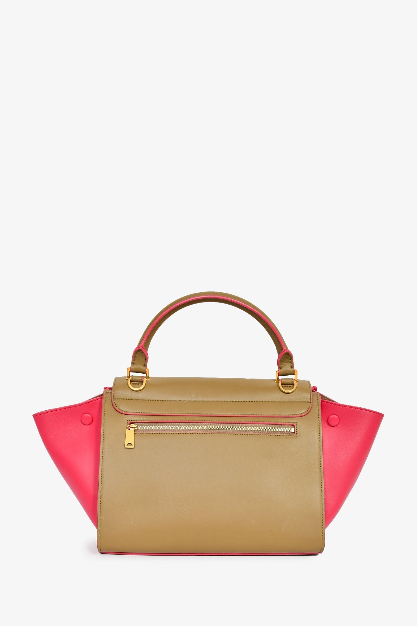 Celine Taupe/Pink Leather Bicolour Medium Trapeze Top Handle With Strap