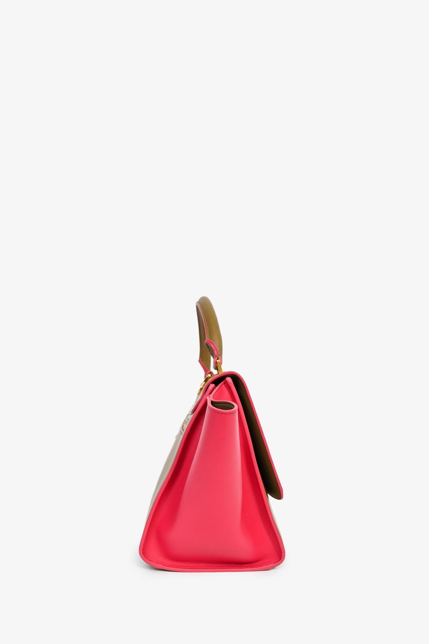 Celine Taupe/Pink Leather Bicolour Medium Trapeze Top Handle With Strap