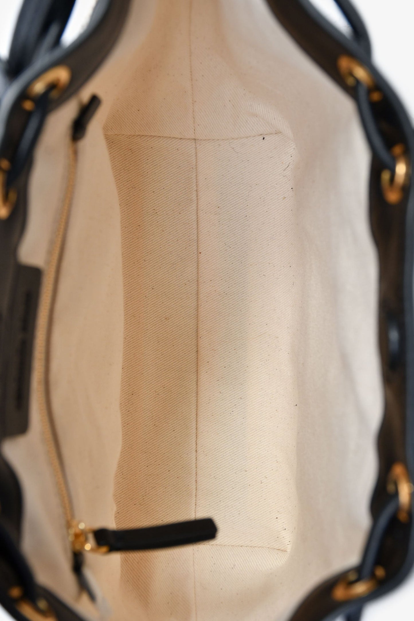 Veronica Beard Beige Canvas/Black Leather Tote With Strap