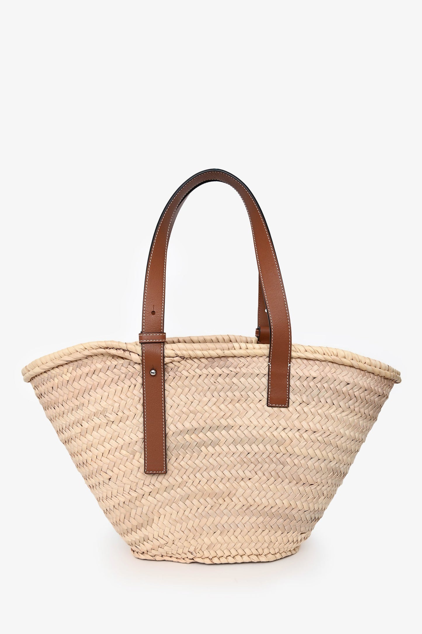 Loewe Navy/Brown Raffia Medium Basket Tote Bag