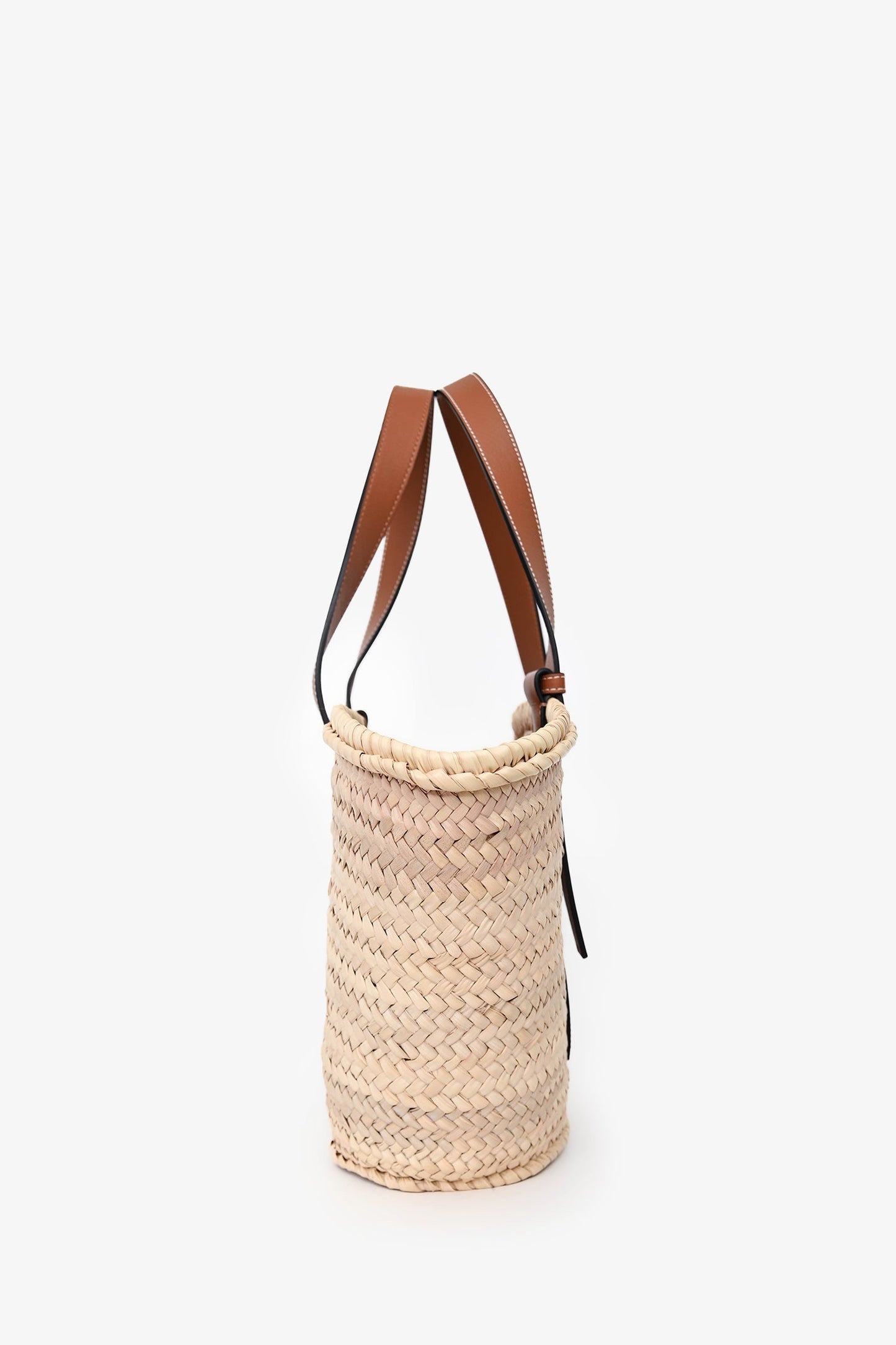 Loewe Navy/Brown Raffia Medium Basket Tote Bag