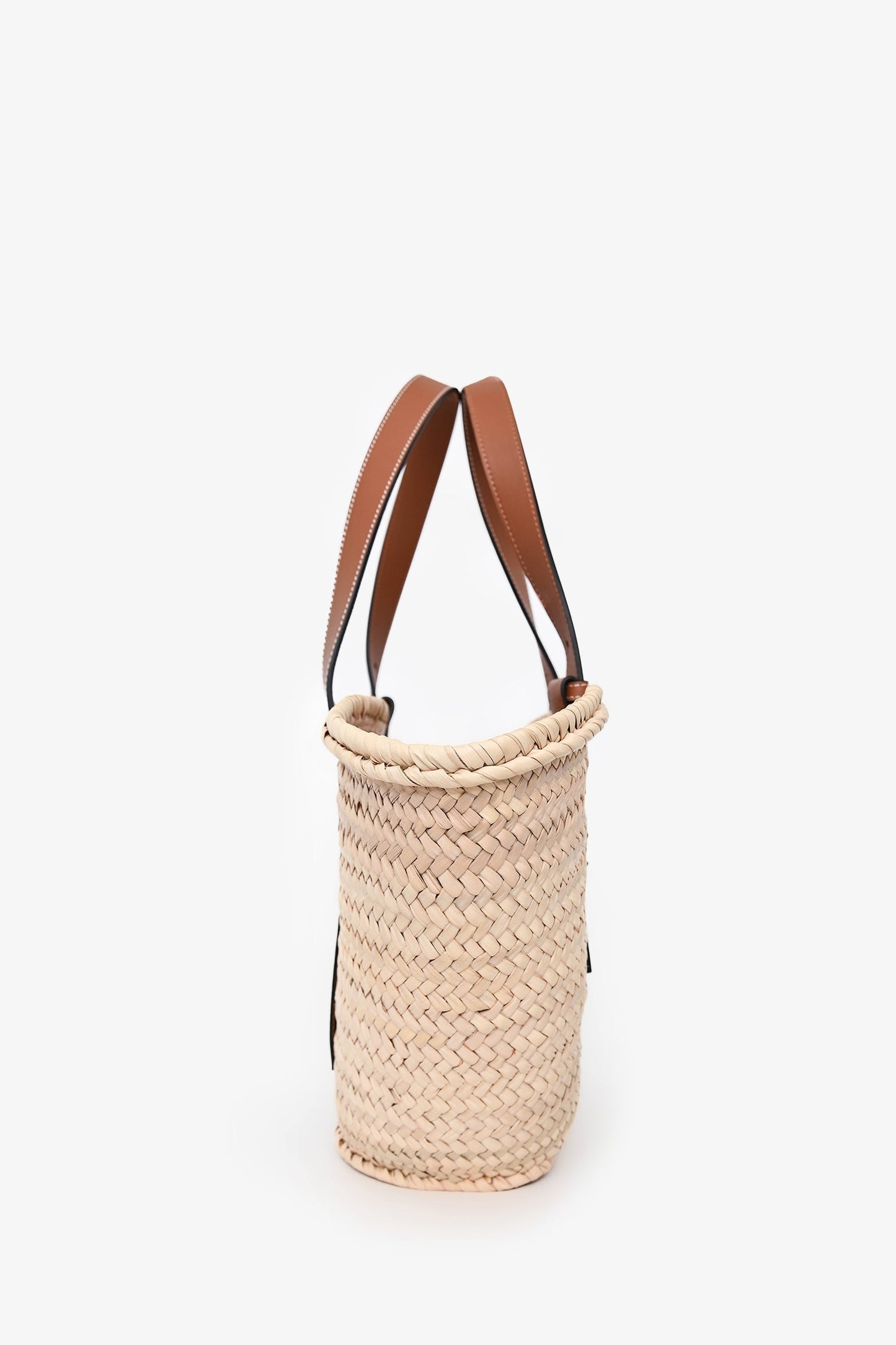 Loewe Navy/Brown Raffia Medium Basket Tote Bag