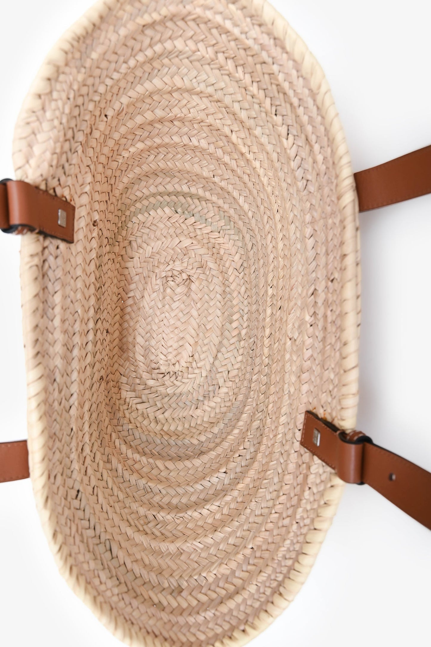 Loewe Navy/Brown Raffia Medium Basket Tote Bag