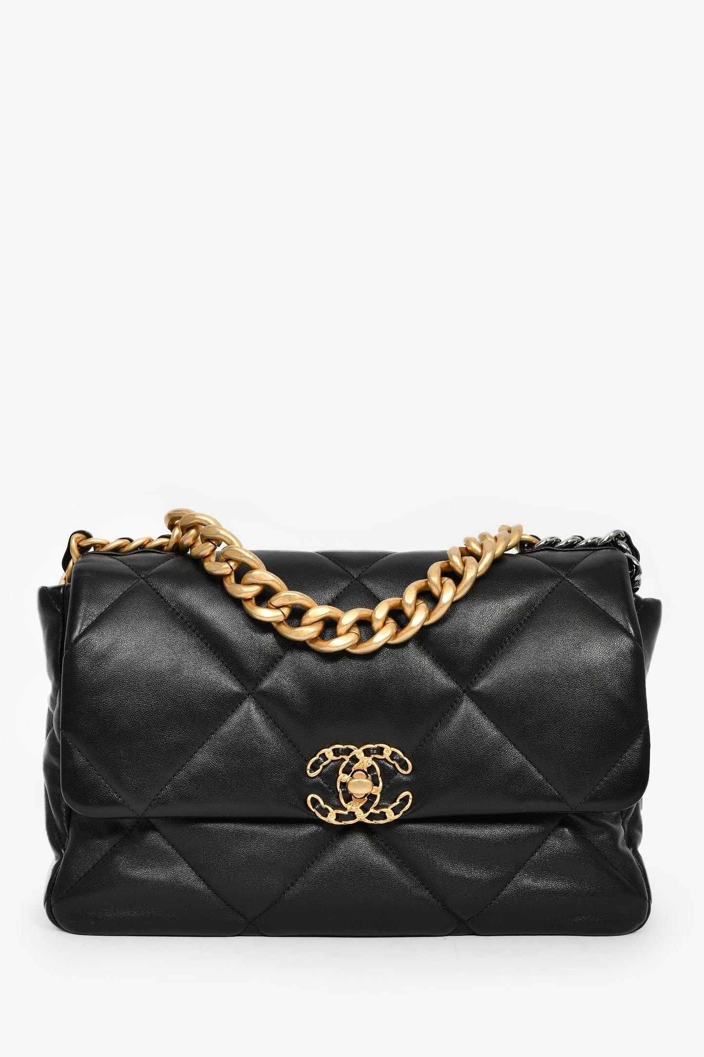 Chanel™ Black Leather Medium 19 Flap Bag