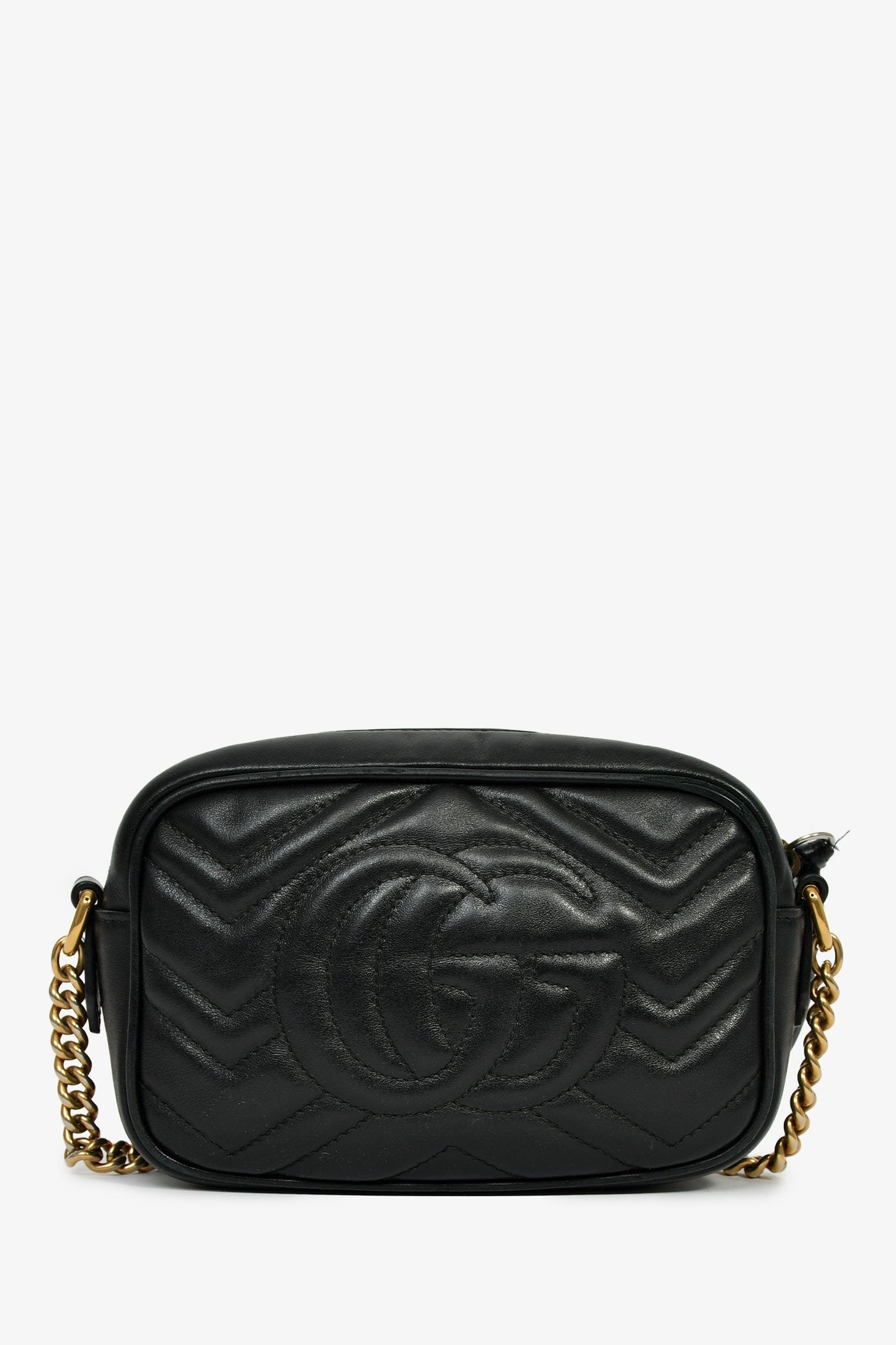 Gucci Black Leather GG Marmont Crossbody Bag