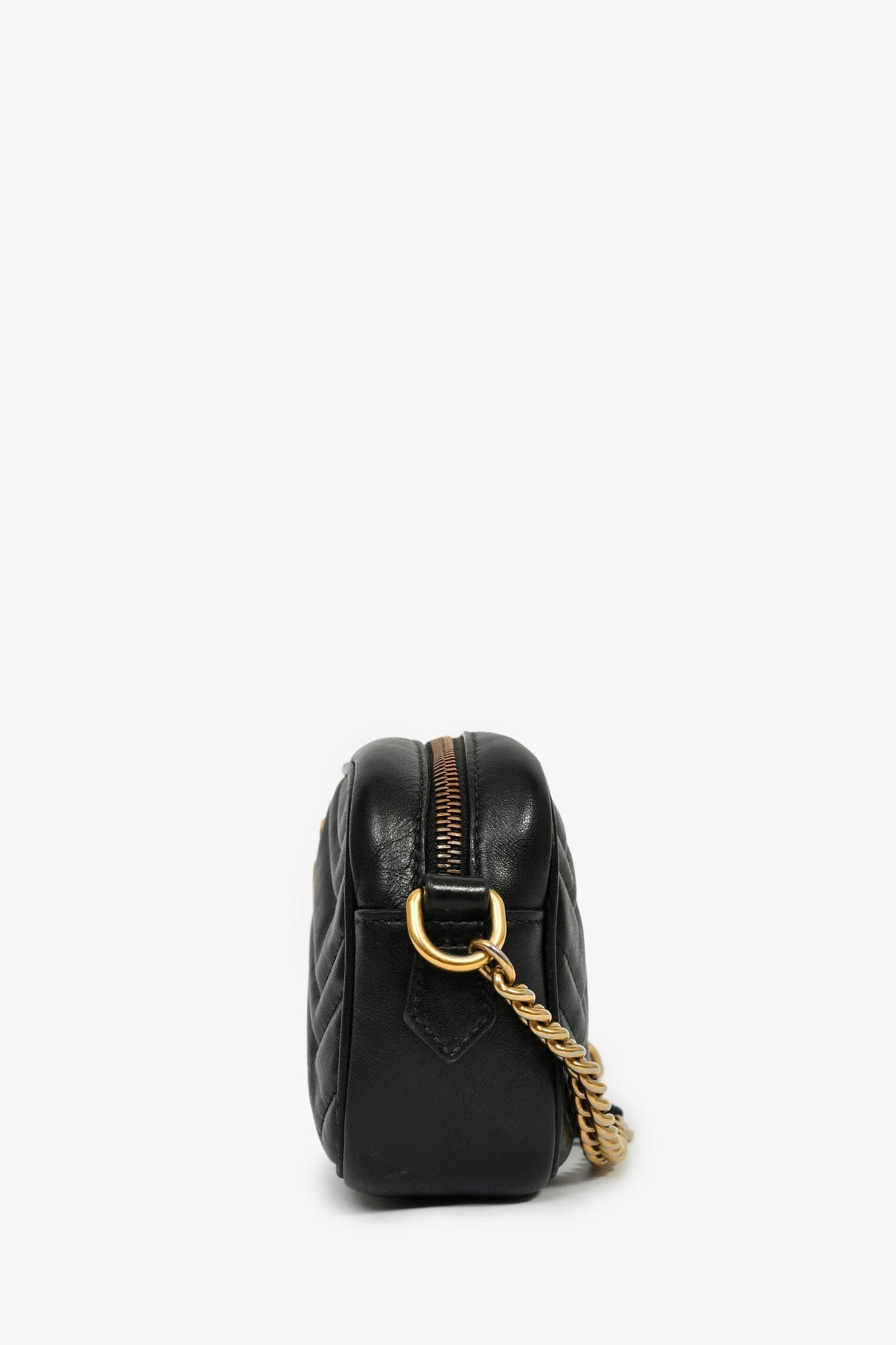 Gucci Black Leather GG Marmont Crossbody Bag